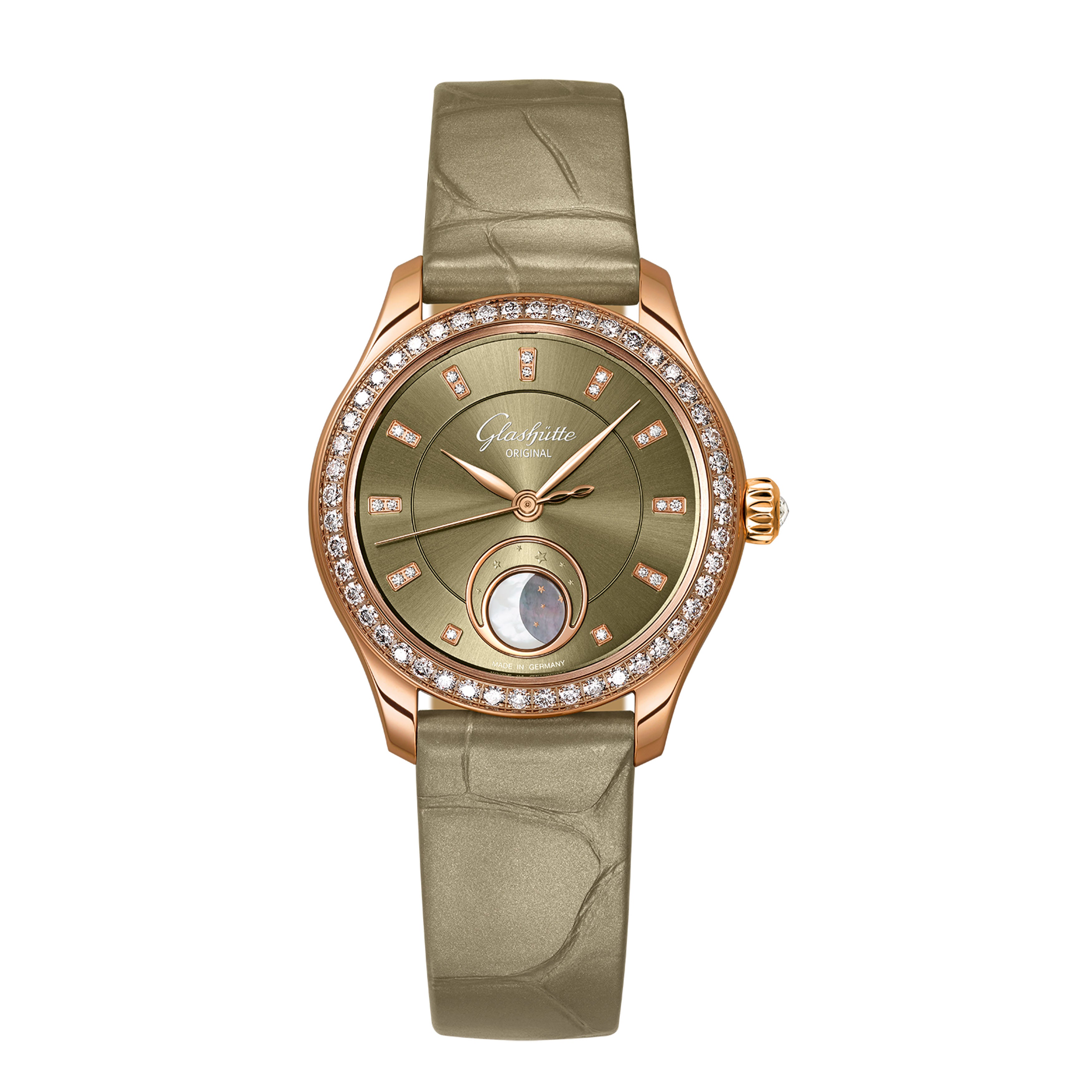 Glashutte Original Ladies Serande Luna Watch, 32.5mm Green Dial, 1-35-14-05-15-04