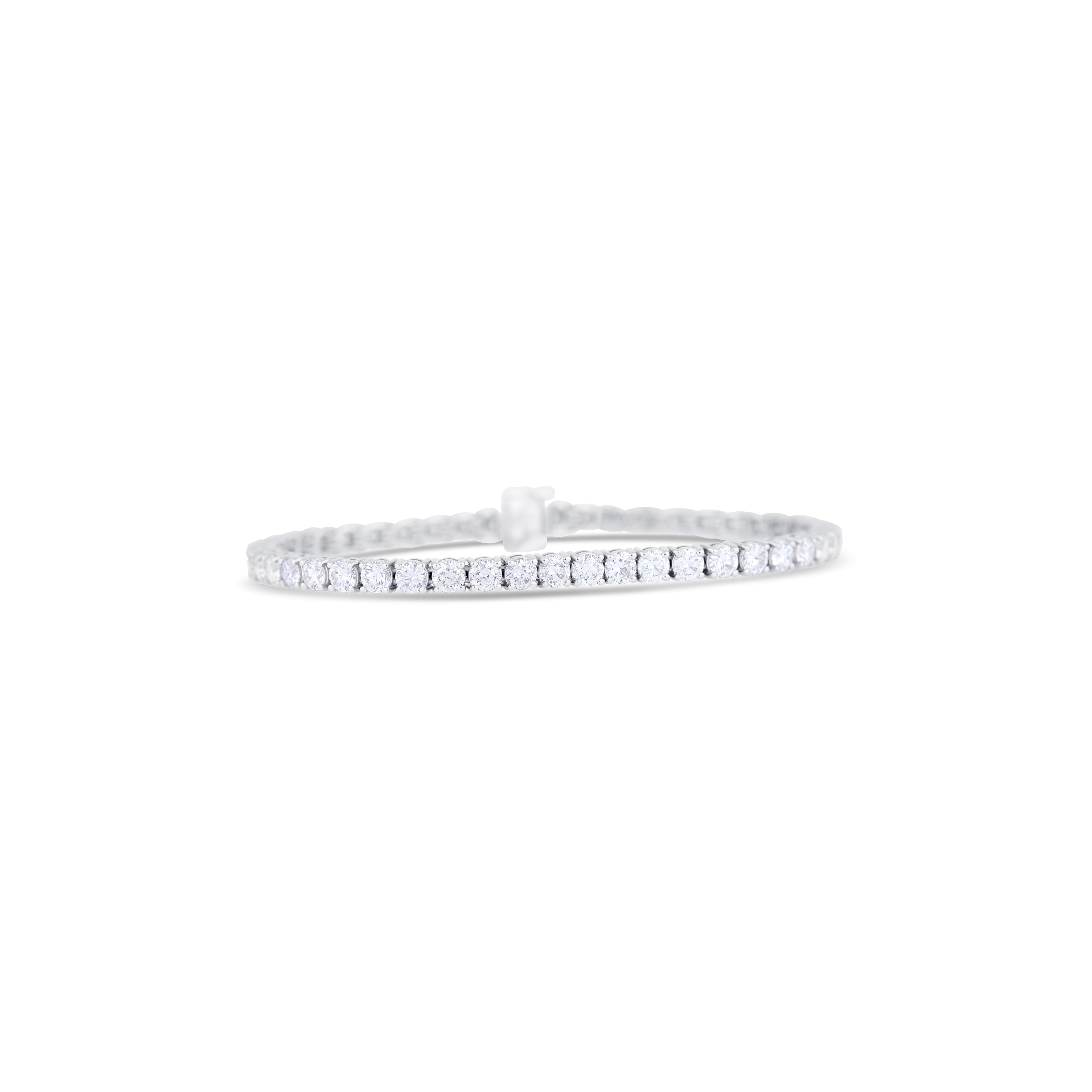 18K White Gold Round Diamond Bracelet