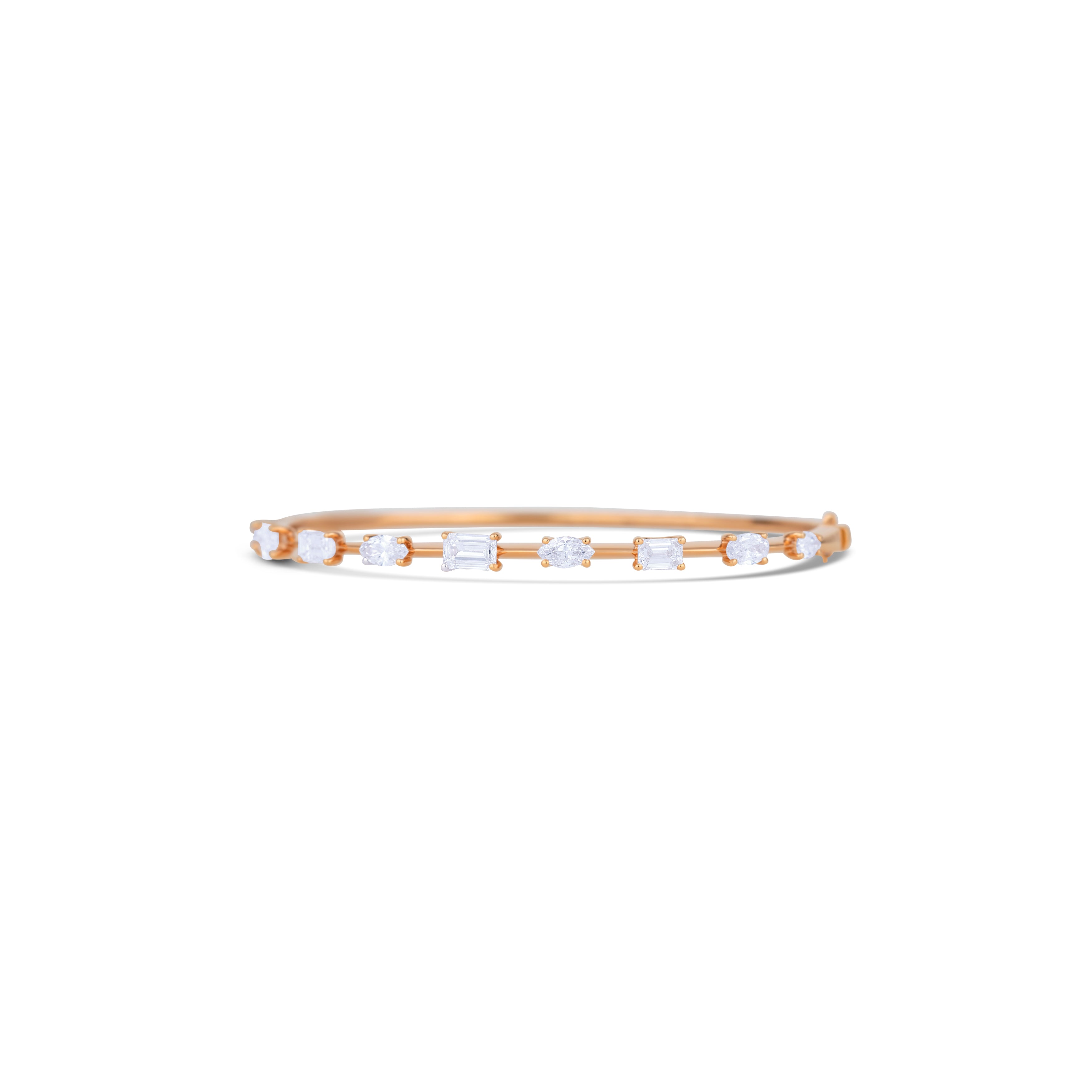 18K Rose Gold Diamond Bangle Bracelet