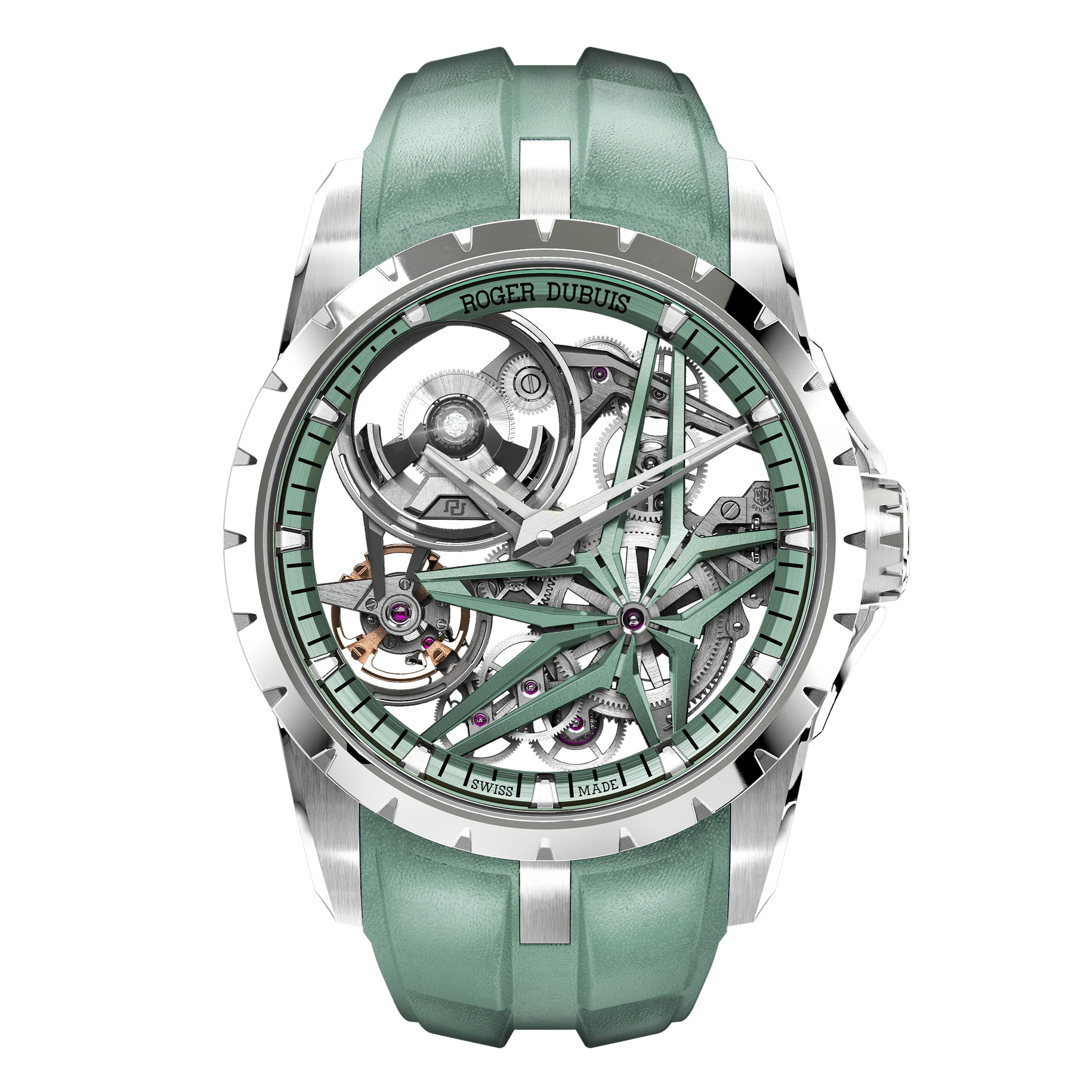 Roger Dubuis Excalibur Monobalancier Watch, 42mm Green Skeleton Dial, DBEX1010