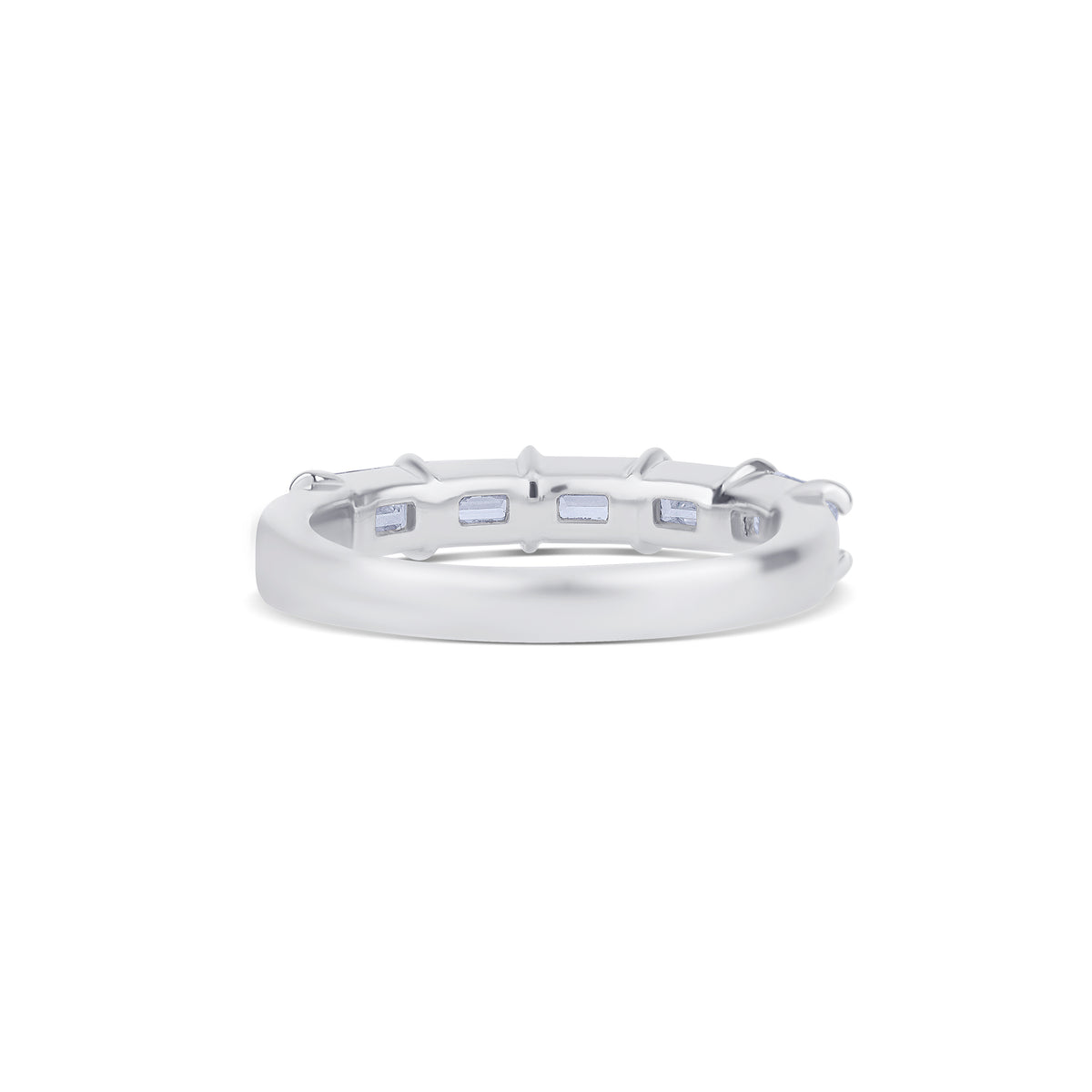 18K White Gold Emerald Cut Diamond Halfway Wedding Band