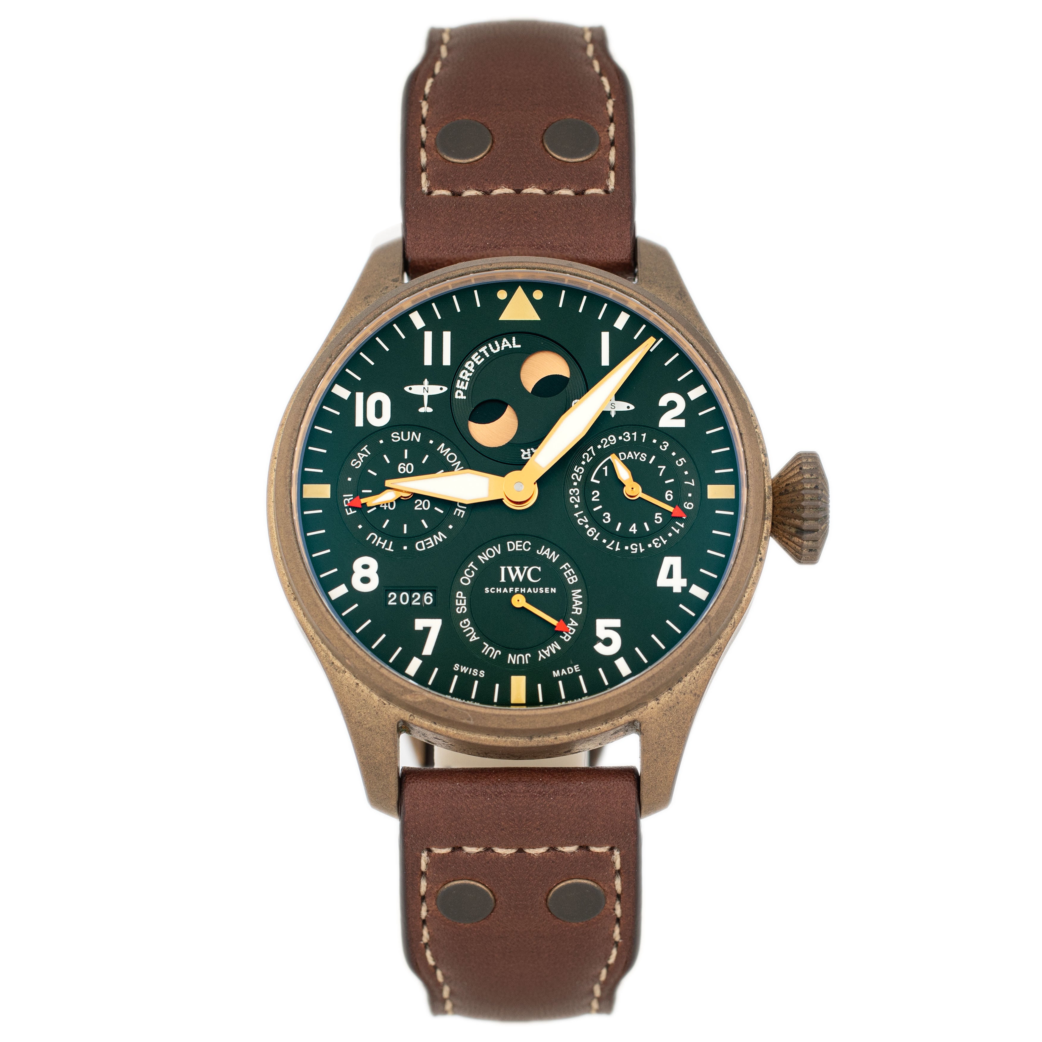 IWC Big Pilot Perpetual Calendar Spitfire Bronze Green Dial 46.2mm IW5
