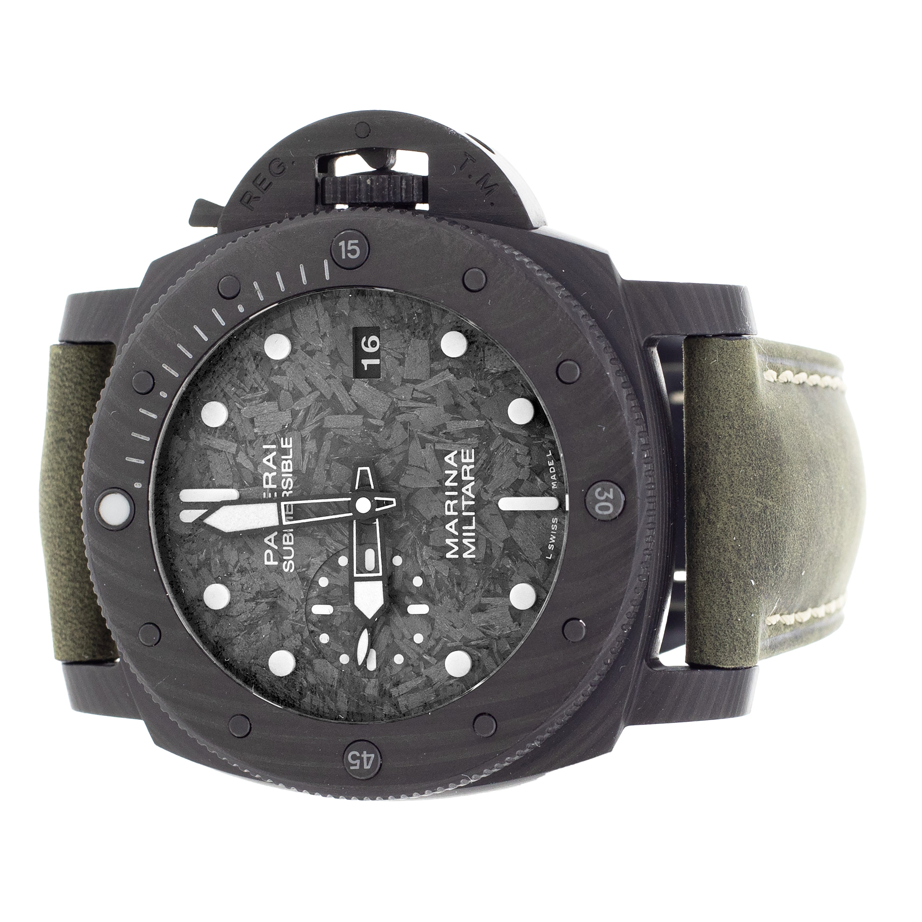 Panerai Submersible Marina Militare Carbotech Carbon Dial 47mm PAM00979 Full Set