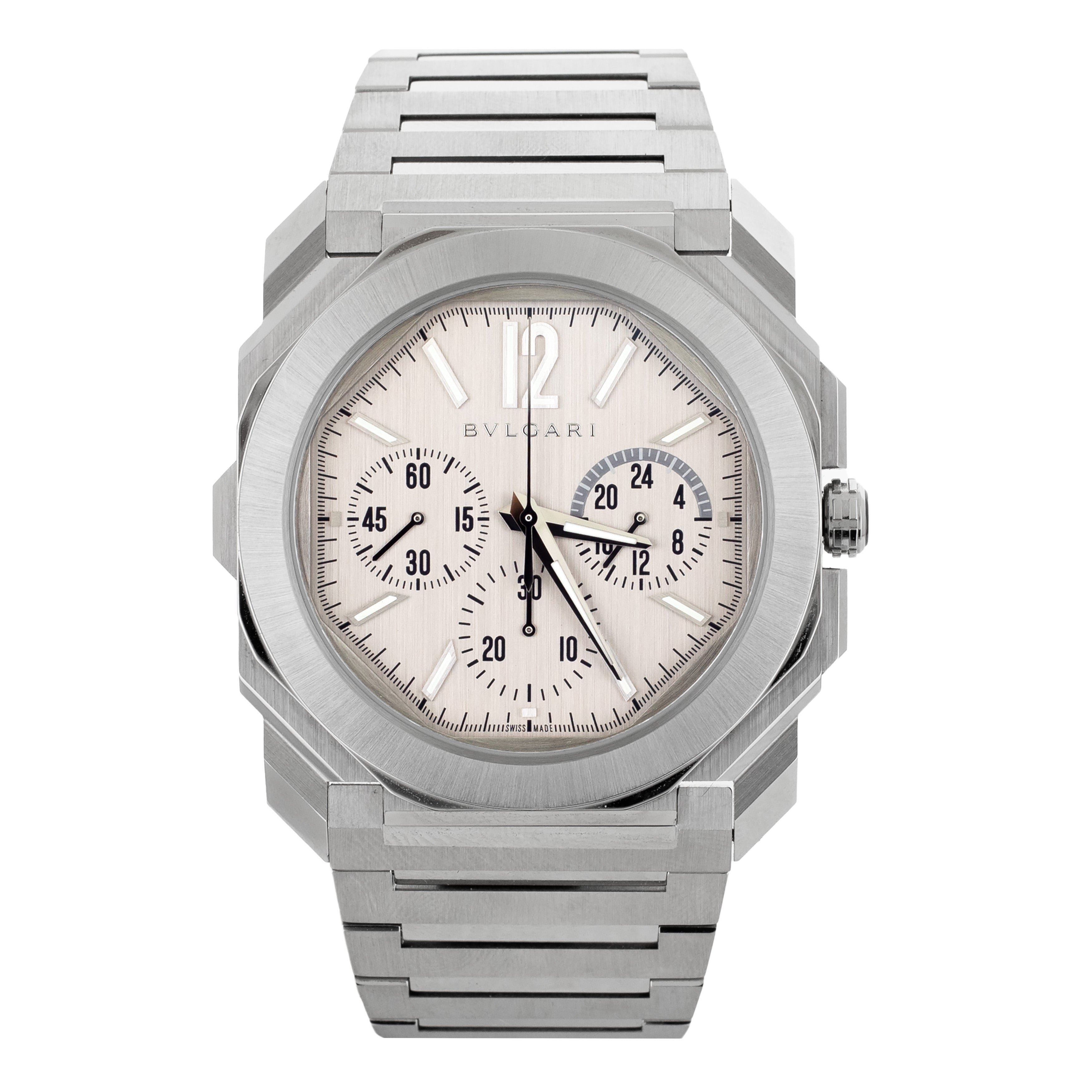 Bulgari Octo Finissimo Chronograph GMT Silver Dial 43mm 103661 Full Set