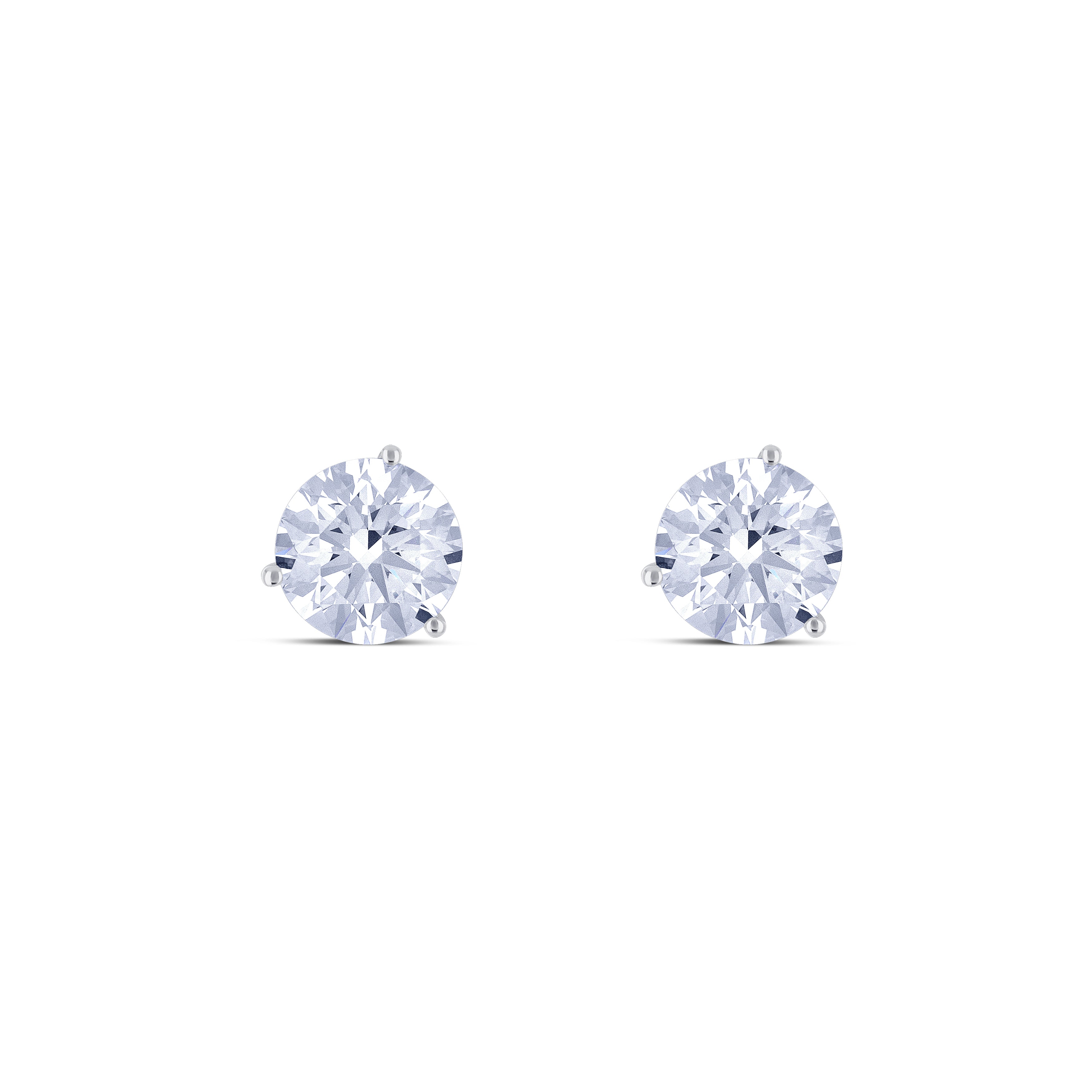 18K White Gold Round Cut Lab-Grown Diamond Martini Stud Earrings