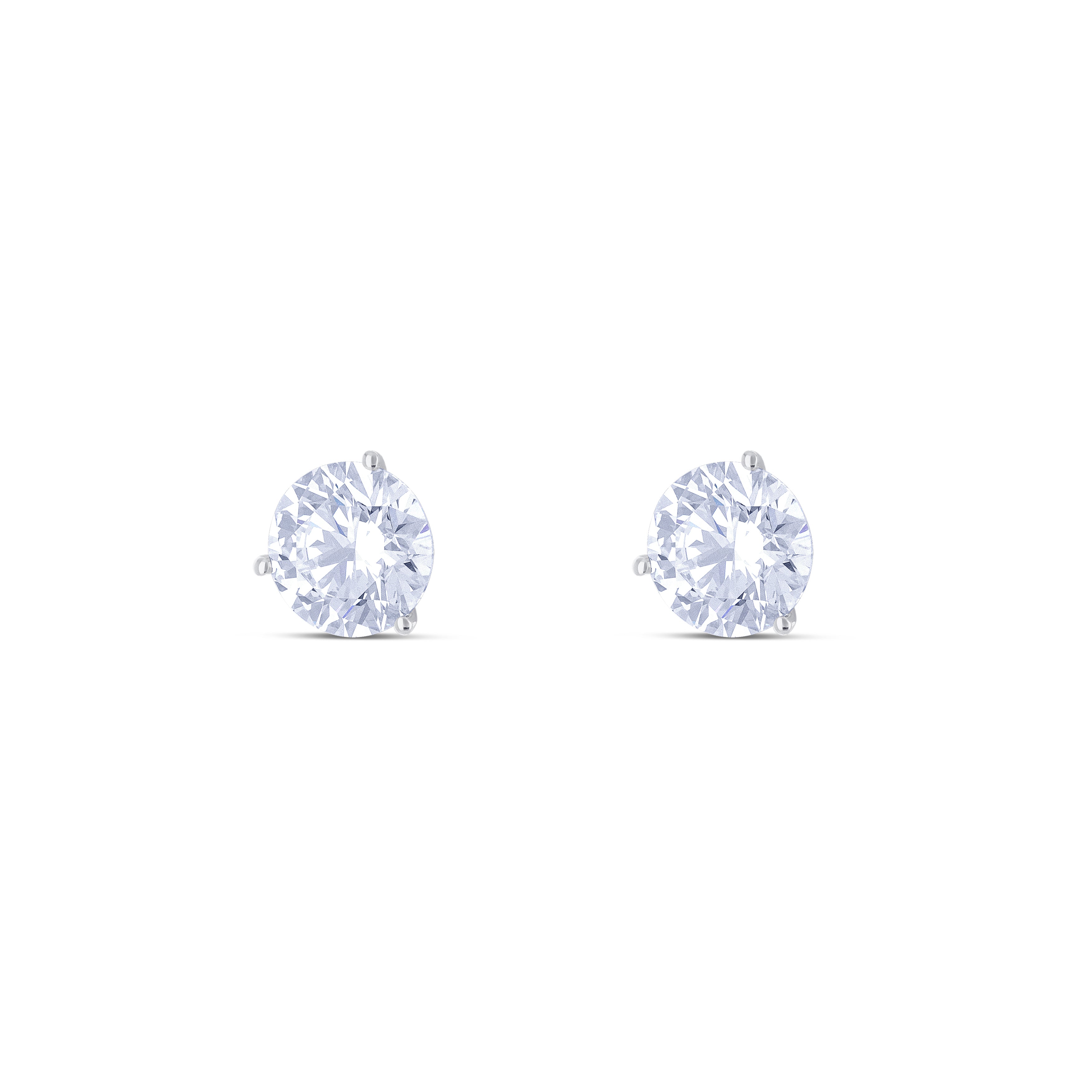 18K White Gold Round Cut Lab-Grown Diamond Martini Stud Earrings