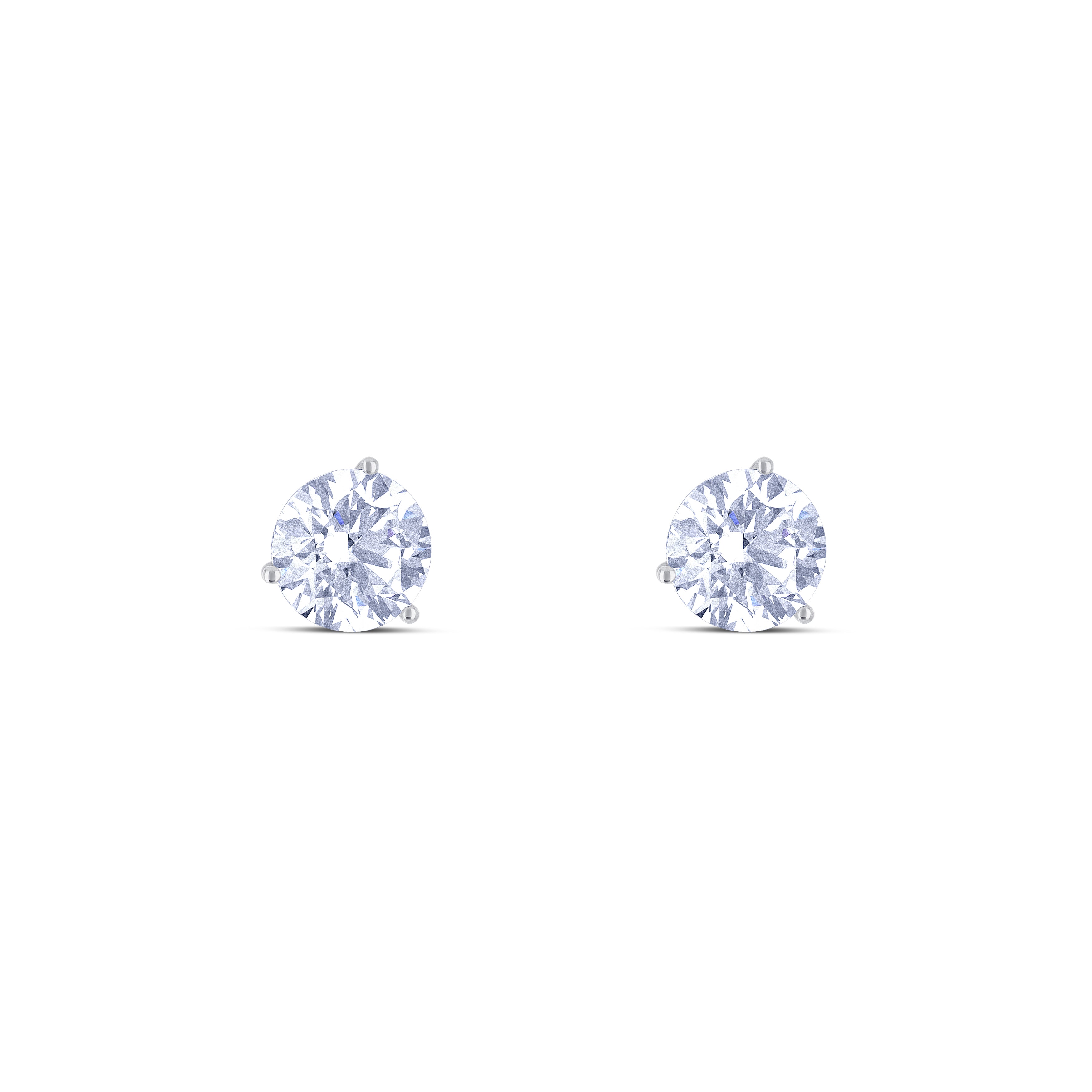 18K White Gold Round Cut Lab-Grown Diamond Martini Stud Earrings