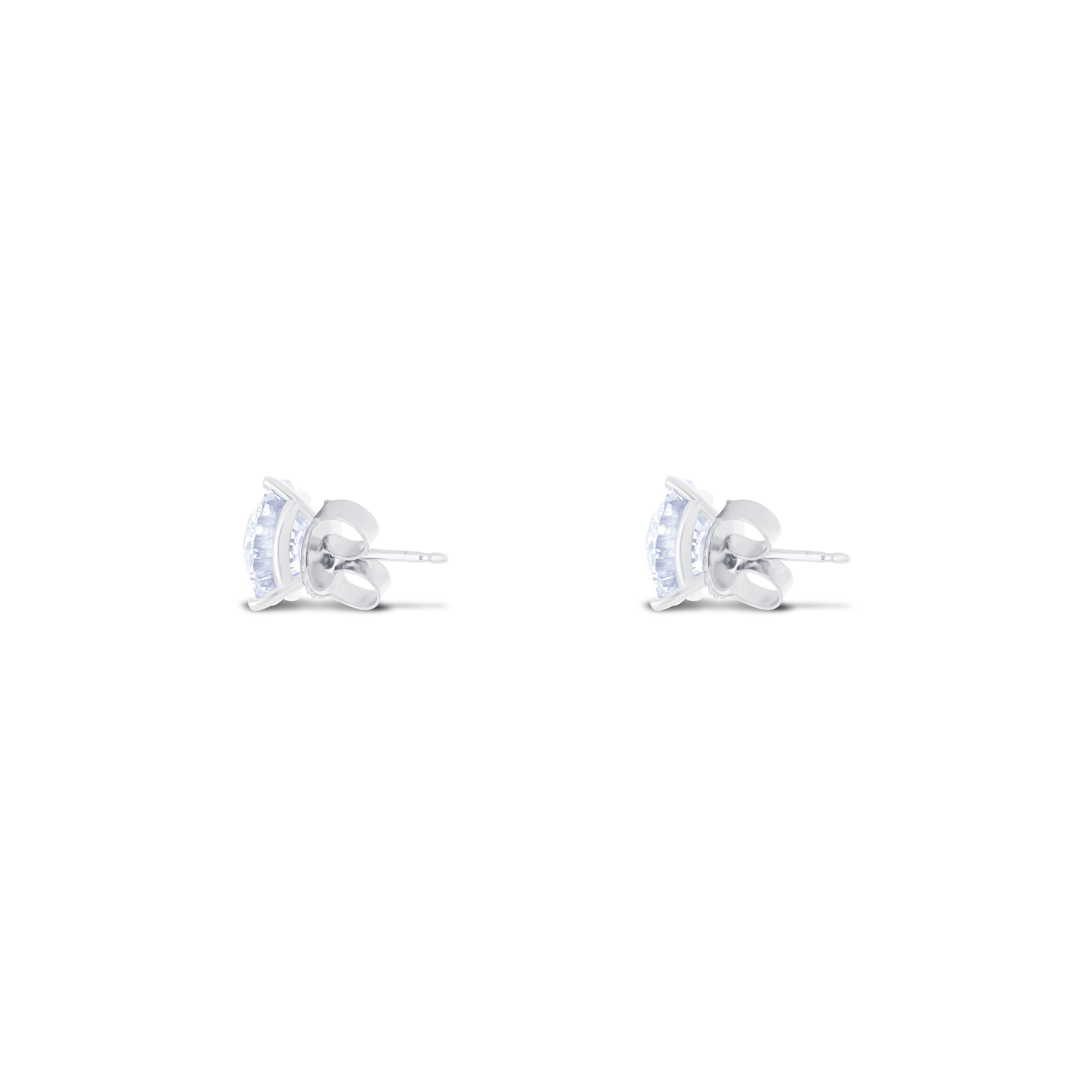 18K White Gold Round Cut Lab-Grown Diamond Martini Stud Earrings