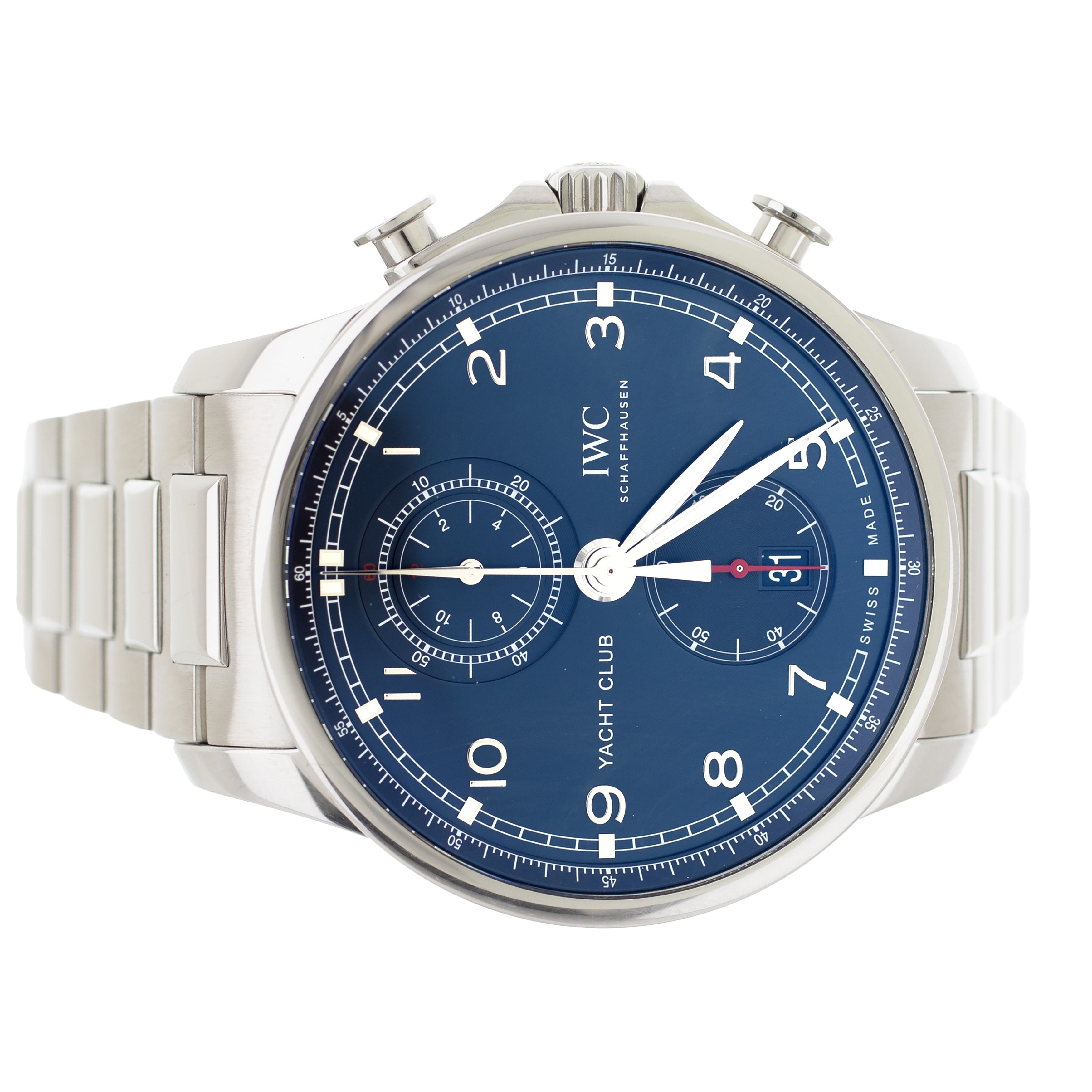 IWC Portugieser Yacht Club Chronograph Steel Blue Dial 44.6mm IW390701 Full Set