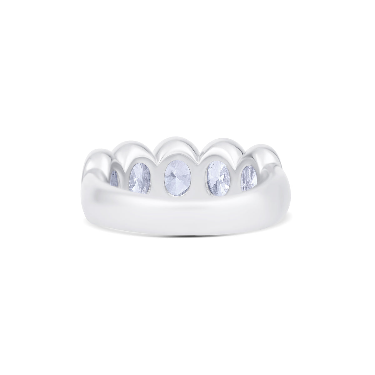 18K White Gold Five-Stone Oval Bezel Set Diamond Band
