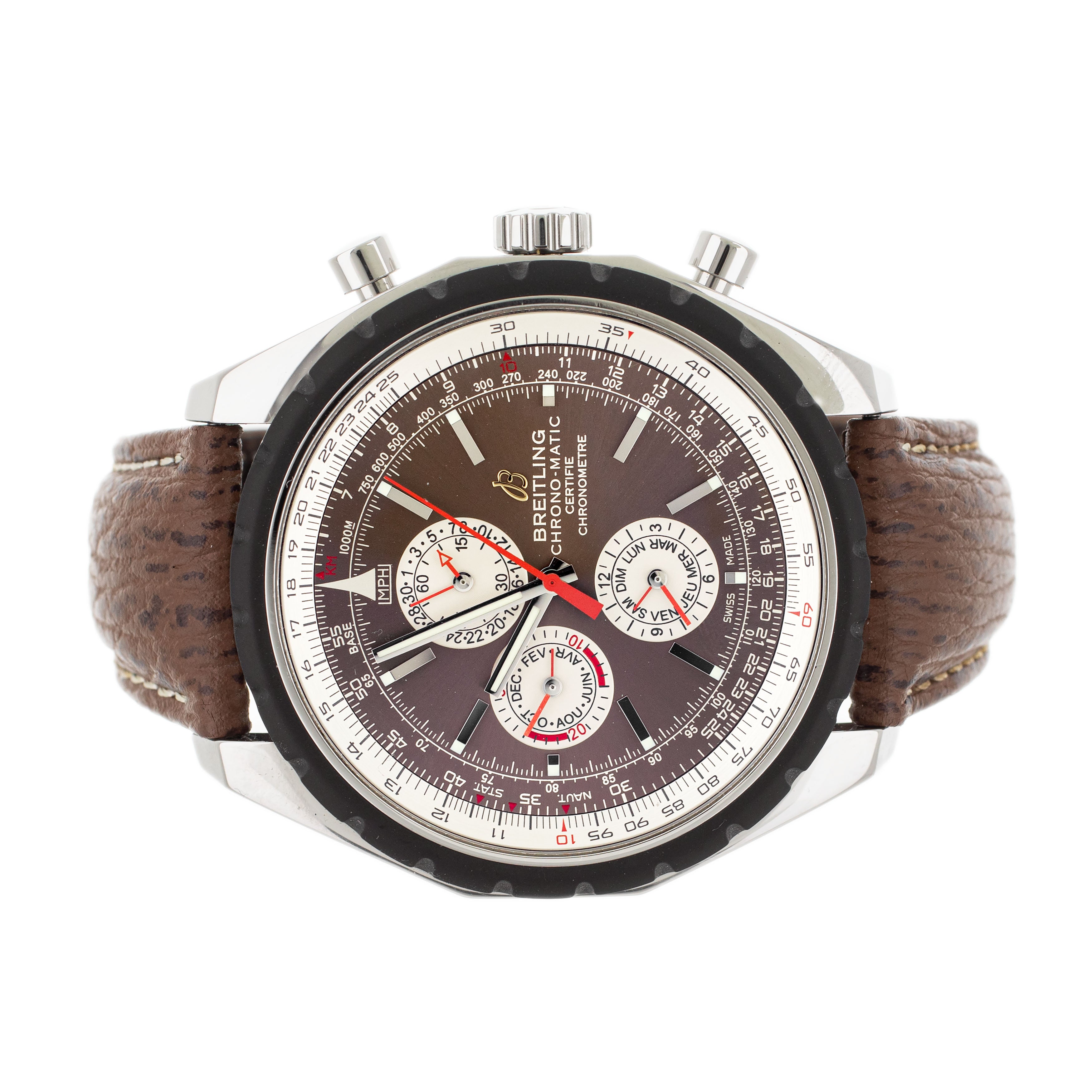 Breitling Chronomatic 1461 Chronograph Stainless Steel Brown Dial 50mm