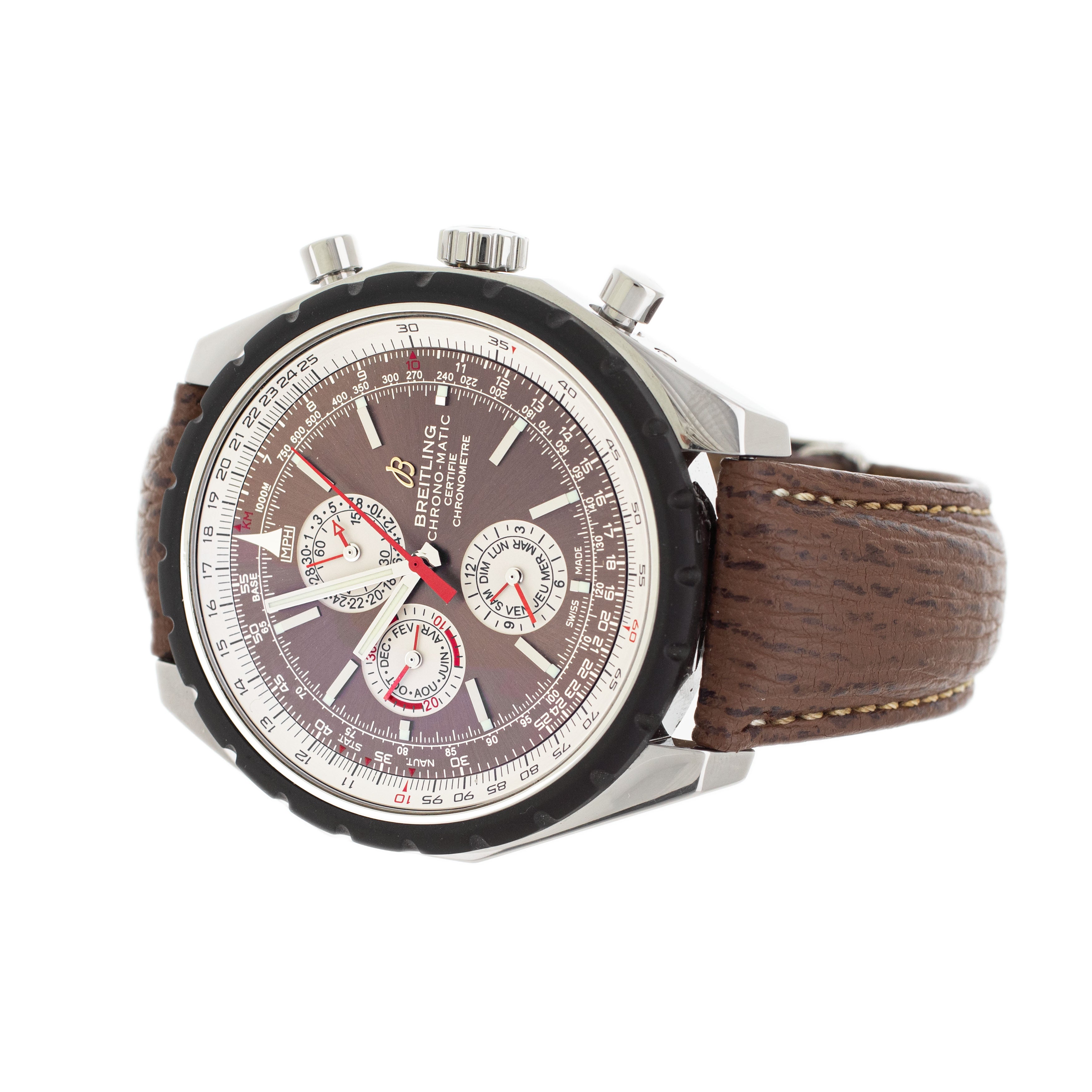 Breitling Chronomatic 1461 Chronograph Stainless Steel Brown Dial 50mm