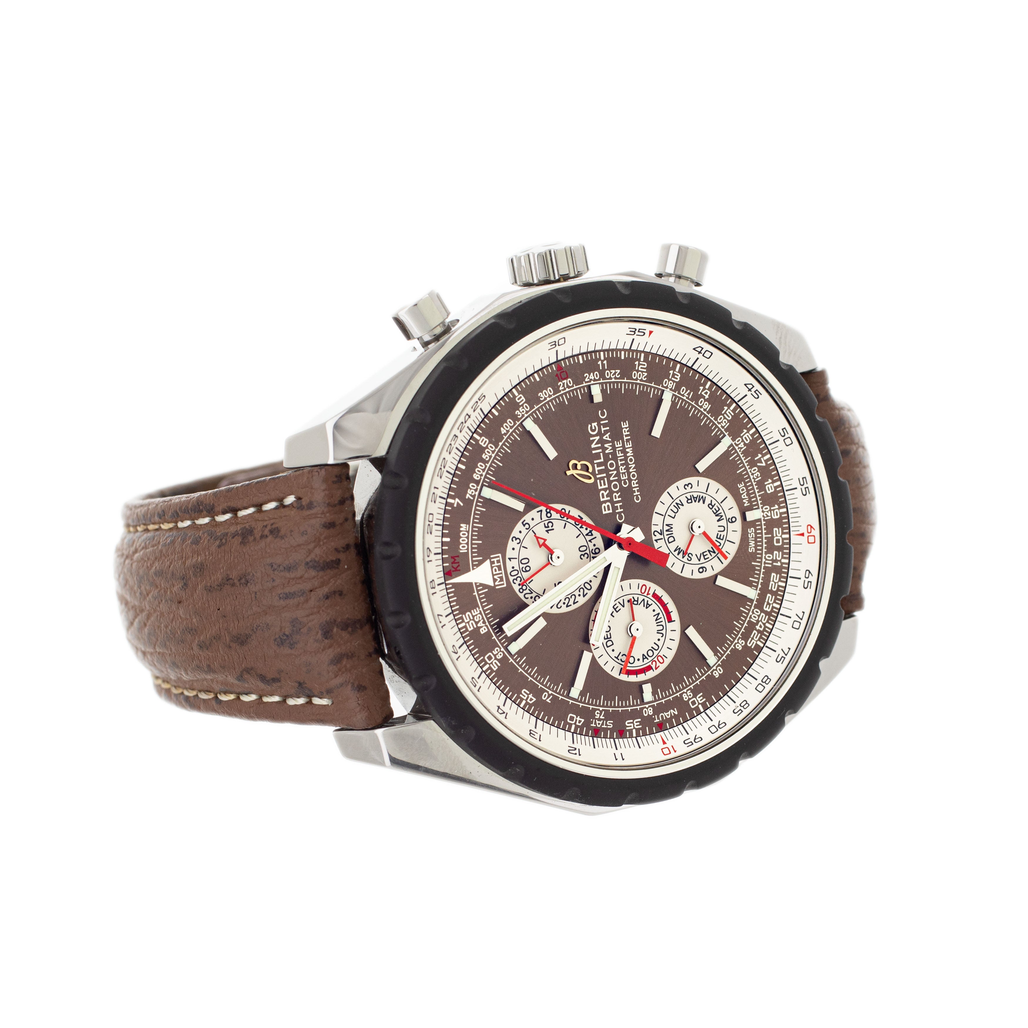 Breitling Chronomatic 1461 Chronograph Stainless Steel Brown Dial 50mm