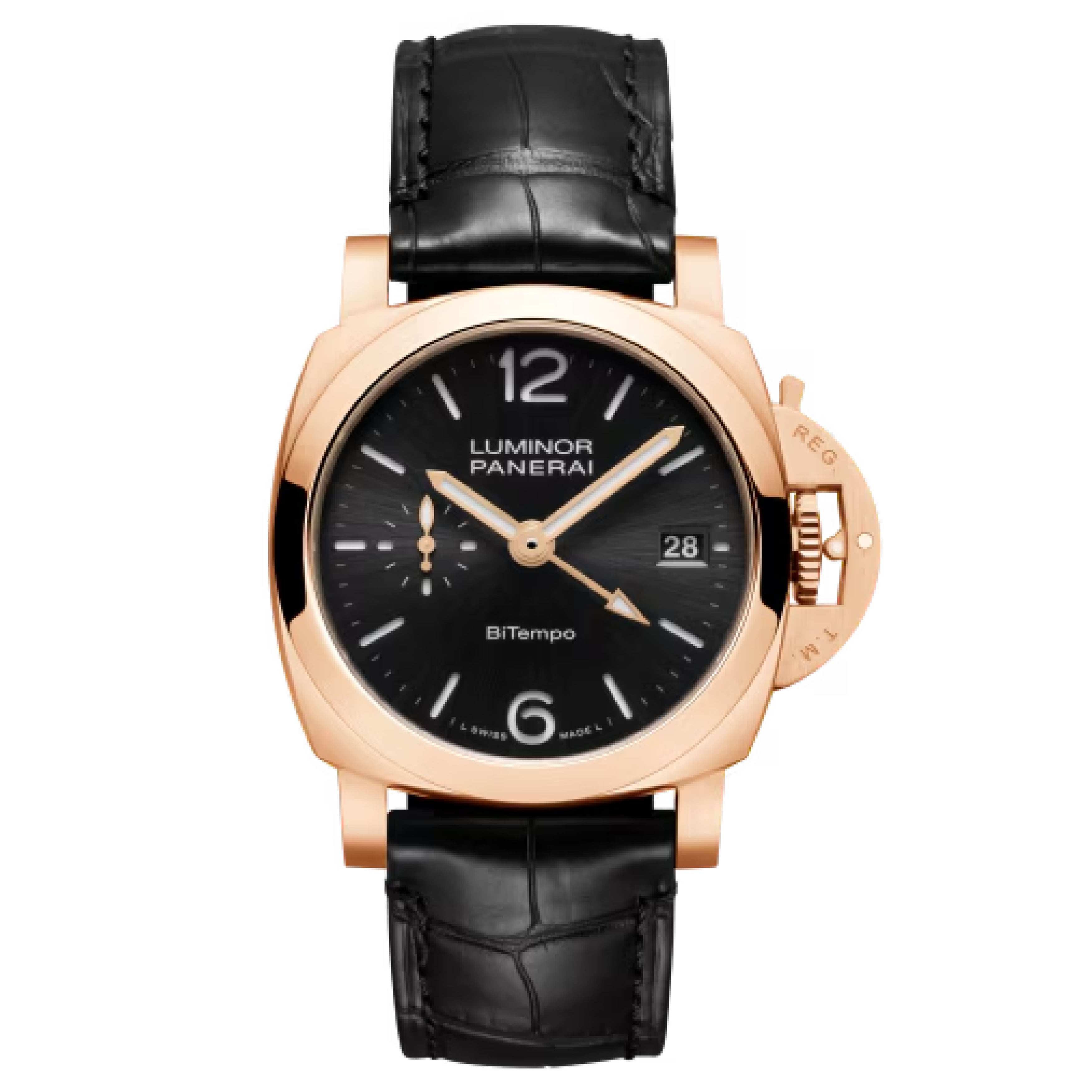 Panerai Luminor Quaranta BiTempo Goldtech Watch, 40mm Black Dial, PAM01641