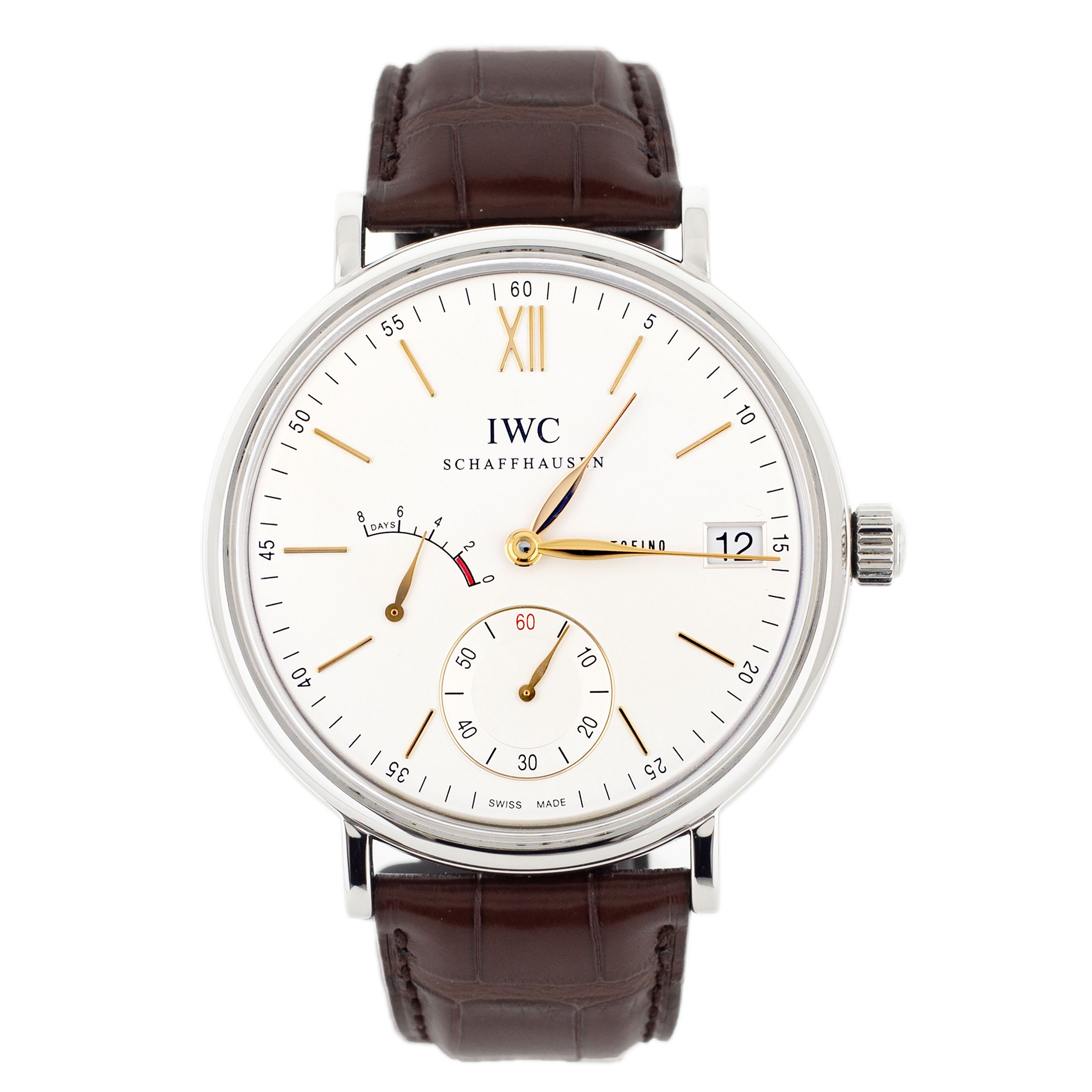 IWC Portofino Eight Days Hand Wound Stainless Steel Silver Dial 45mm IW510103