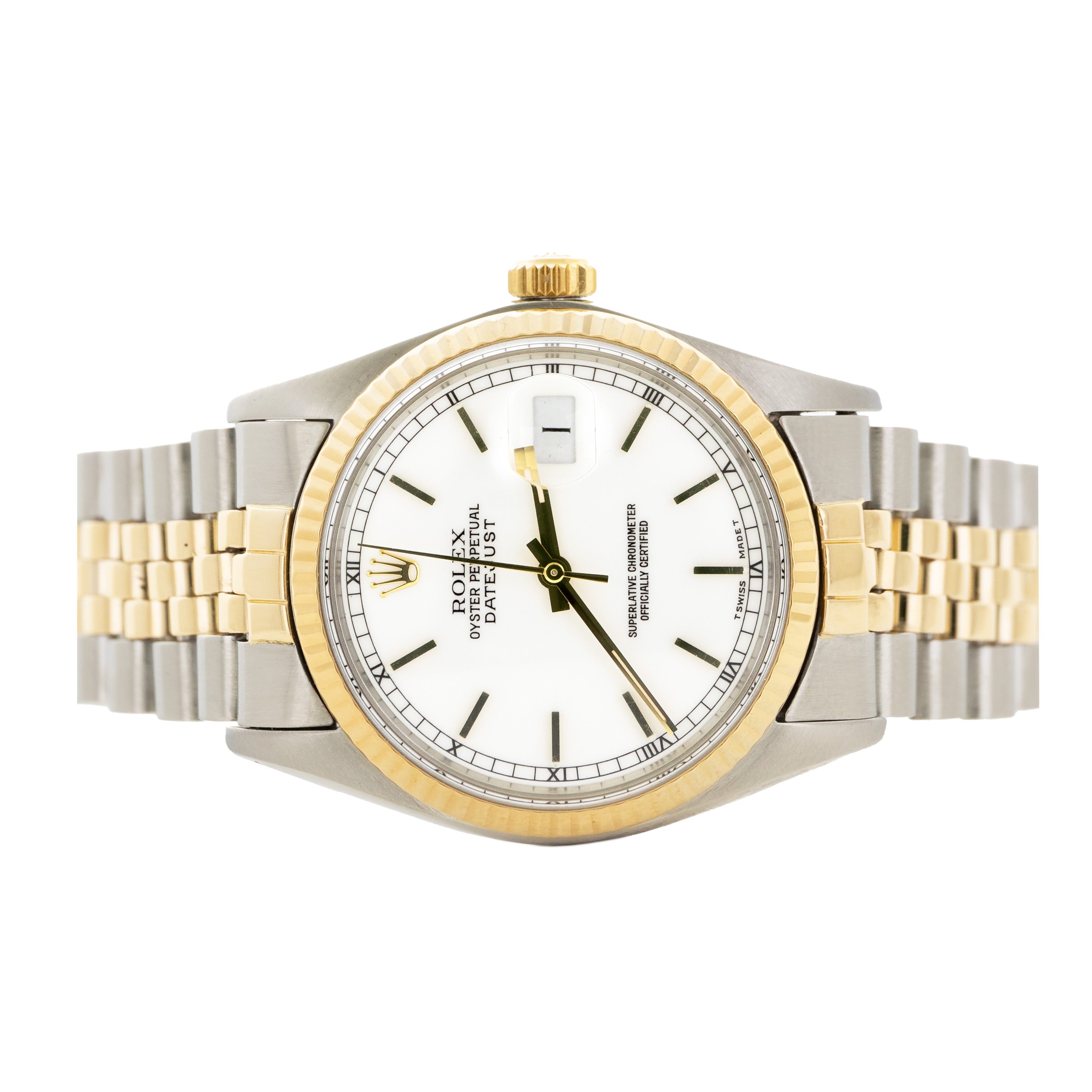 Rolex Datejust 36 Stainless Steel & Yellow Jubilee Gold White Dial 36mm 16030