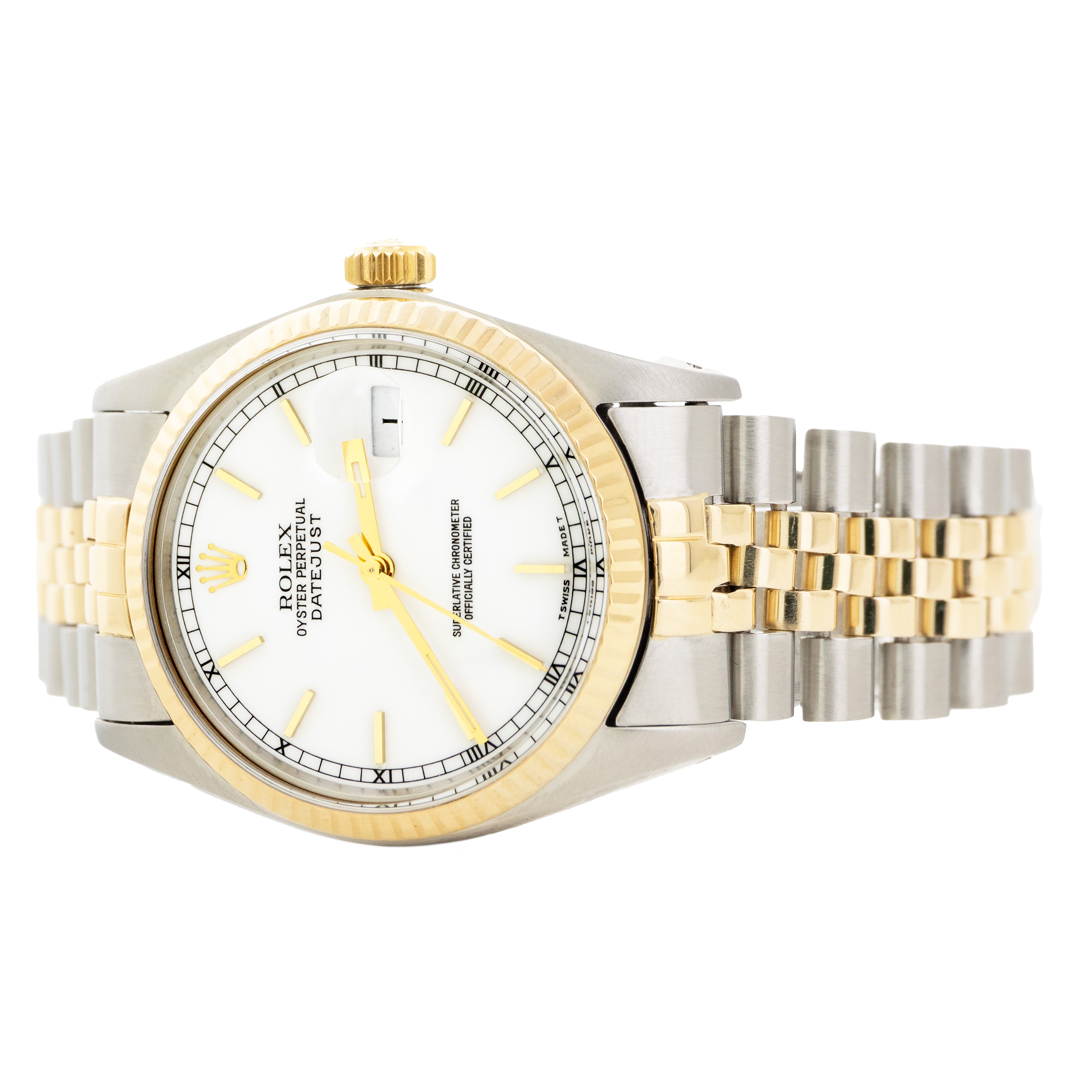 Rolex Datejust 36 Stainless Steel & Yellow Jubilee Gold White Dial 36mm 16030