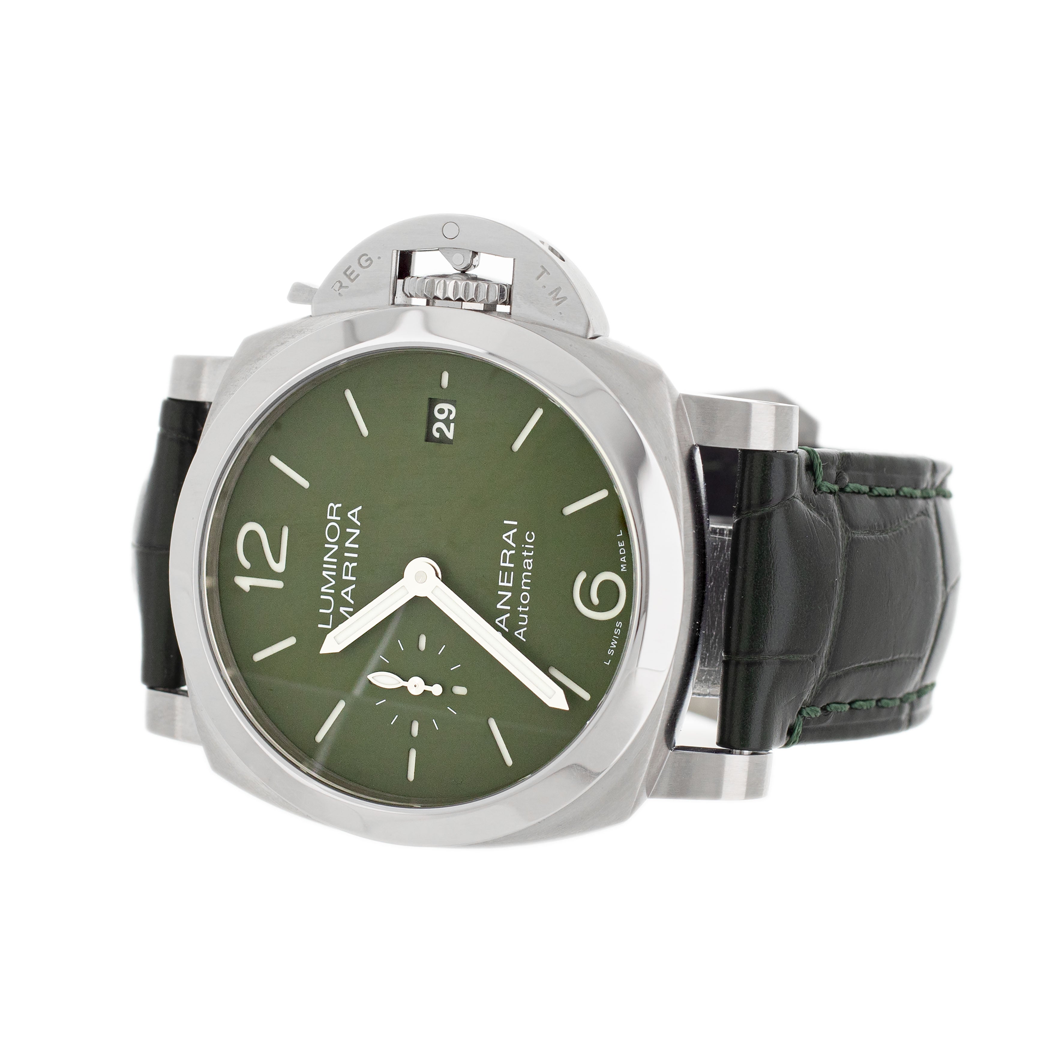 Panerai Luminor Quaranta Verde Militare Steel Green Dial 40mm PAM01304 Full Set