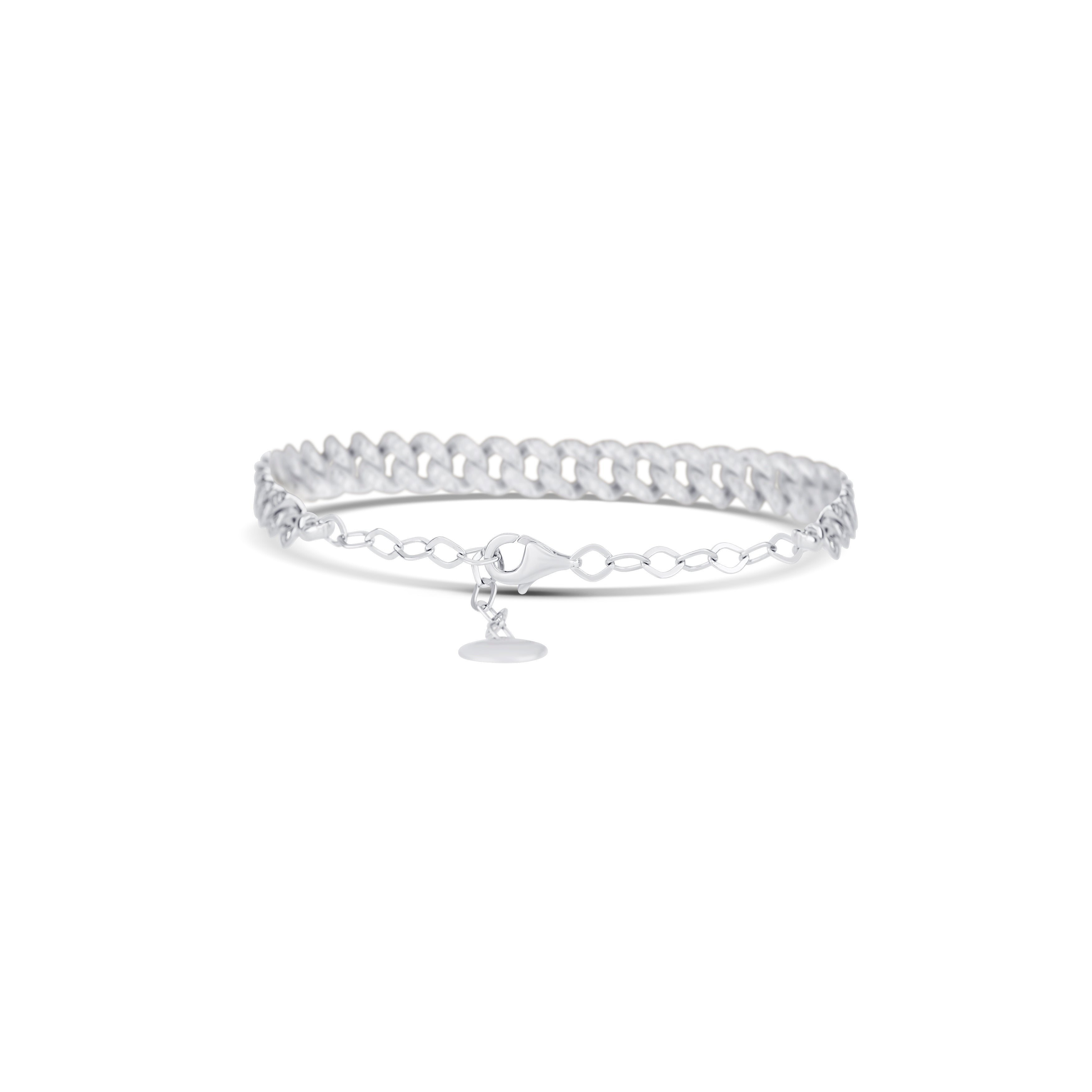 14K White Gold Round Cut Diamonds Cuban Link Choker Tennis Bracelet