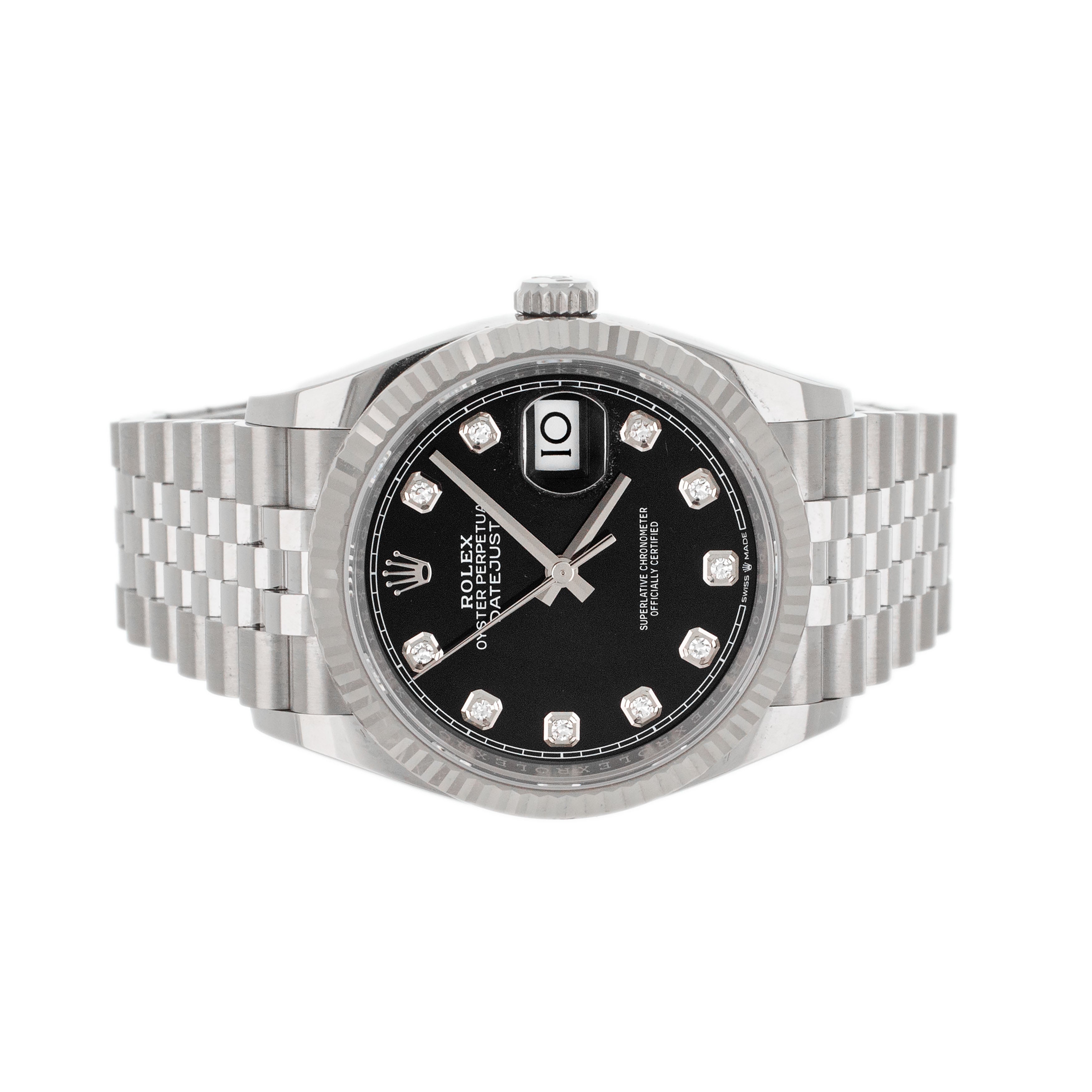 Rolex Datejust 36 Stainless Steel Black Dial 36mm Fluted Jubilee 12623