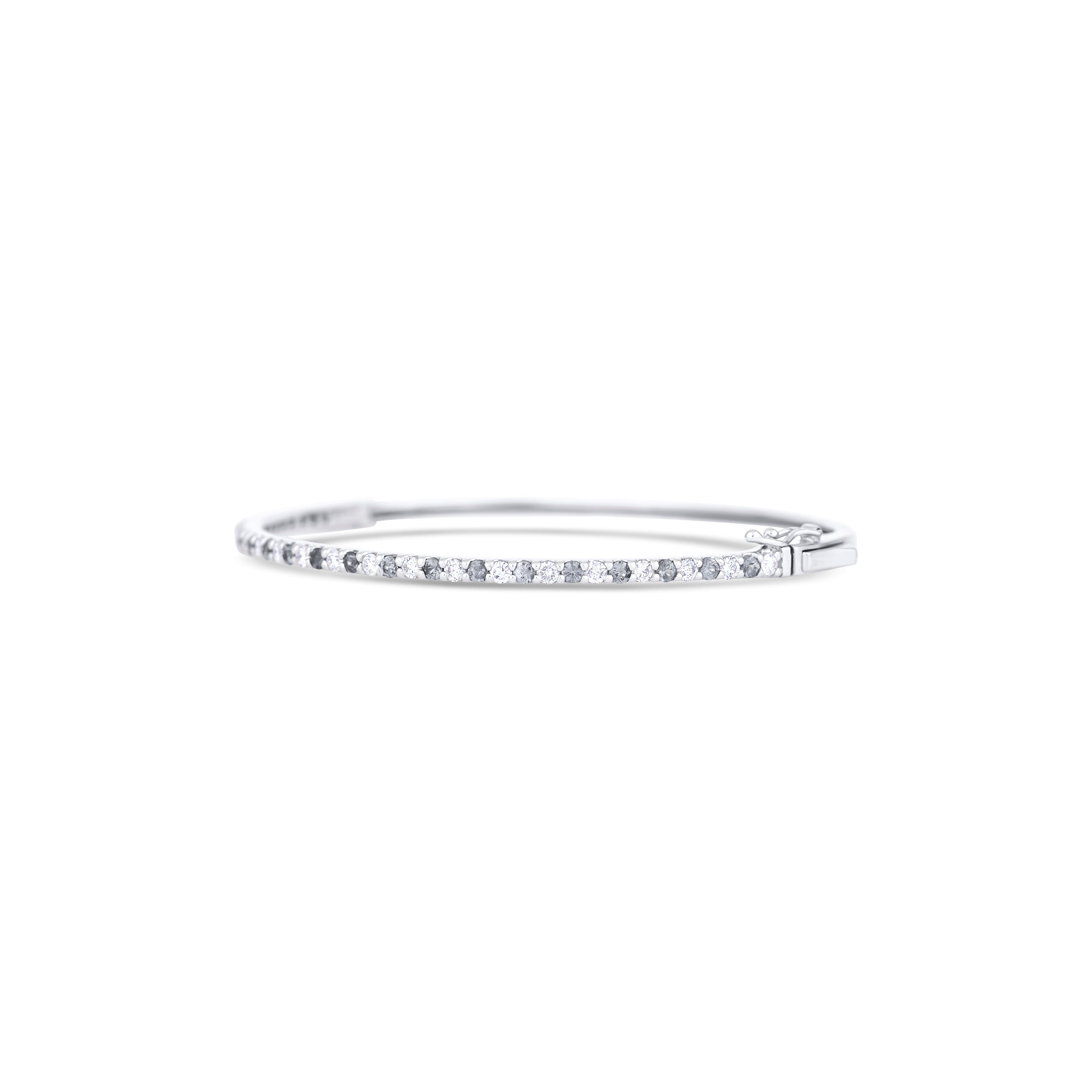 14K White Gold Diamond and Sapphire Bangle