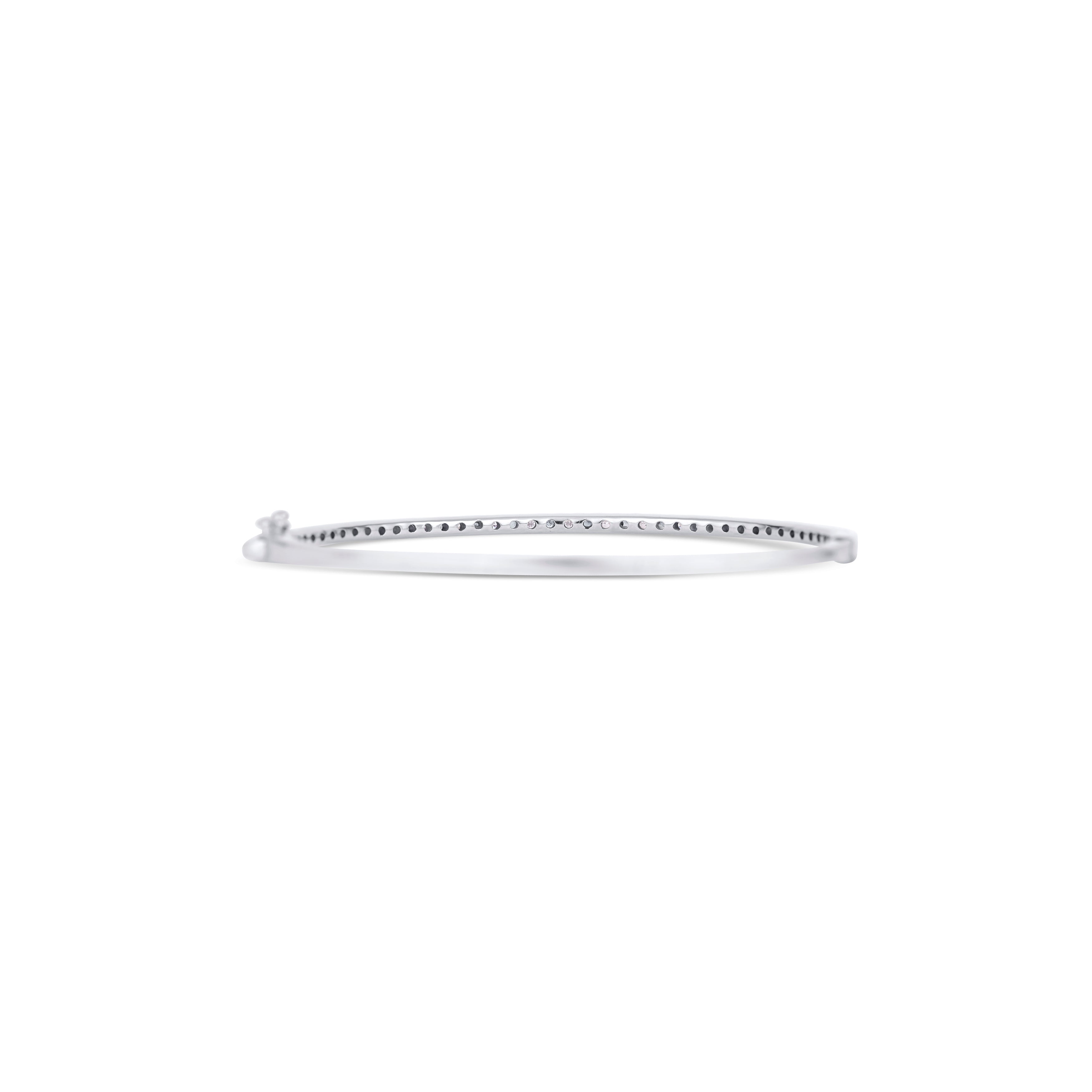 14K White Gold Diamond and Sapphire Bangle