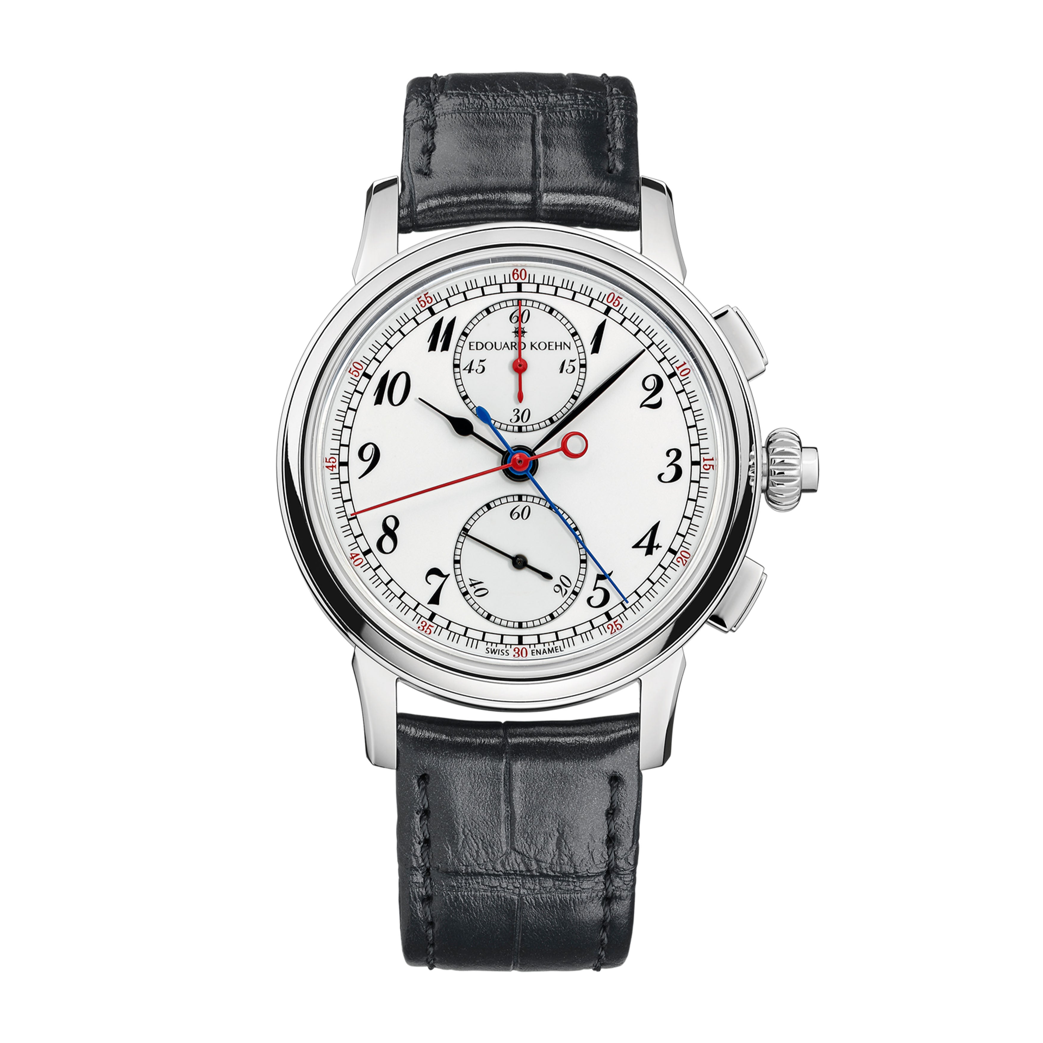Edouard Koehn Legacy Rattrapante Watch, 40mm White Dial, EK-CHR11SS