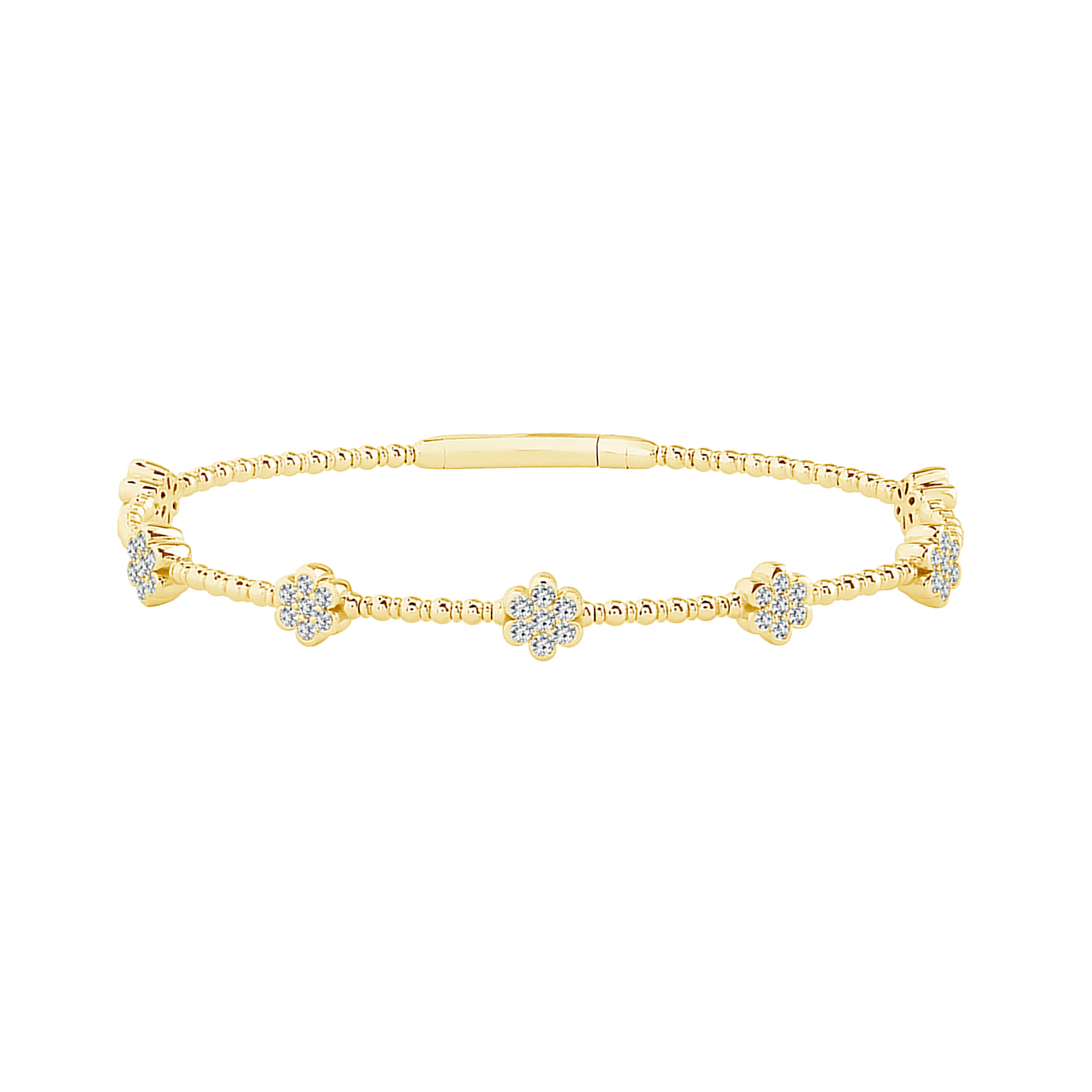 Flexie 14K Yellow Gold 0.75CT Flower Cluster Station Diamond Bracelet