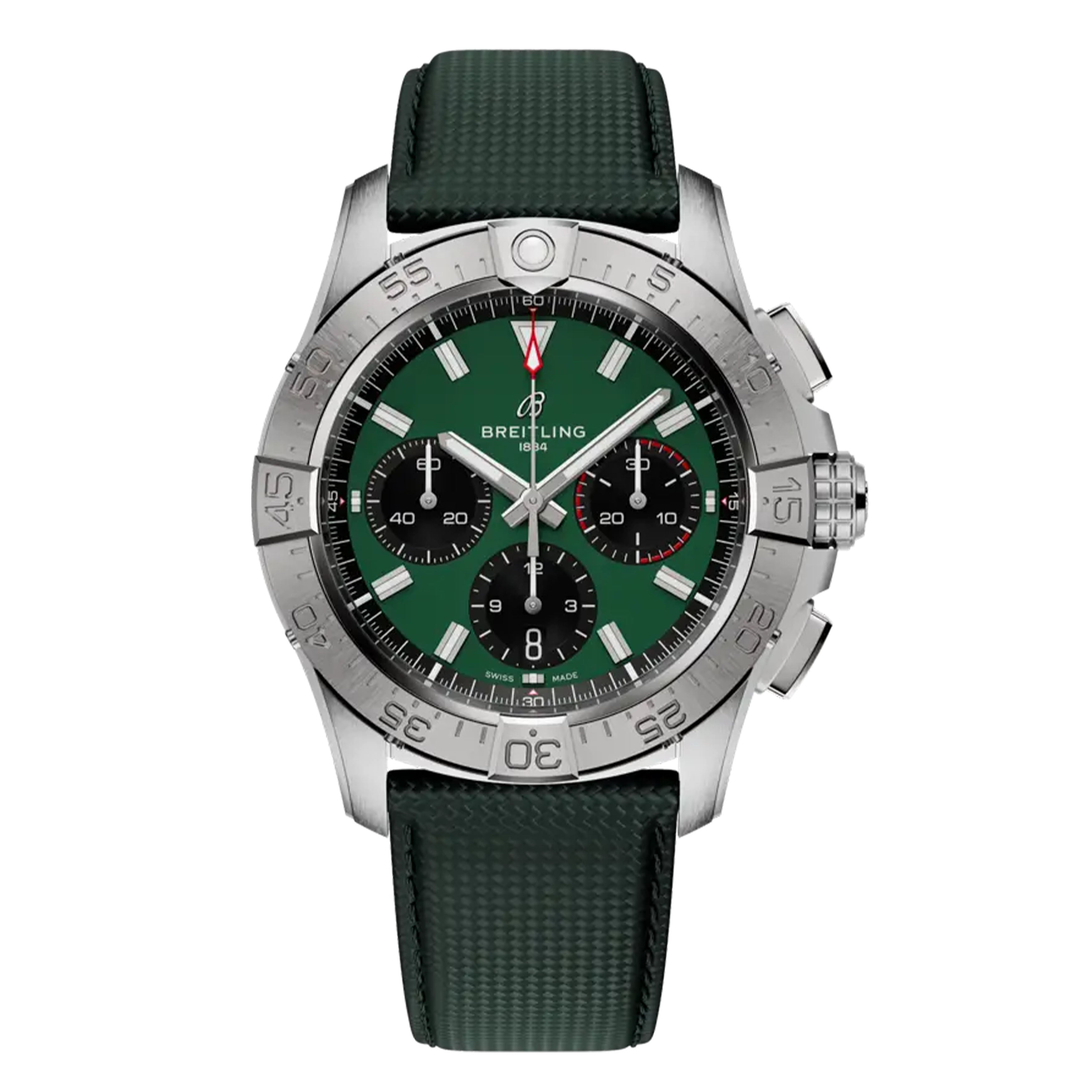 Breitling Avenger B01 Chronograph Watch, 42mm Green Dial, AB0146101L1X1