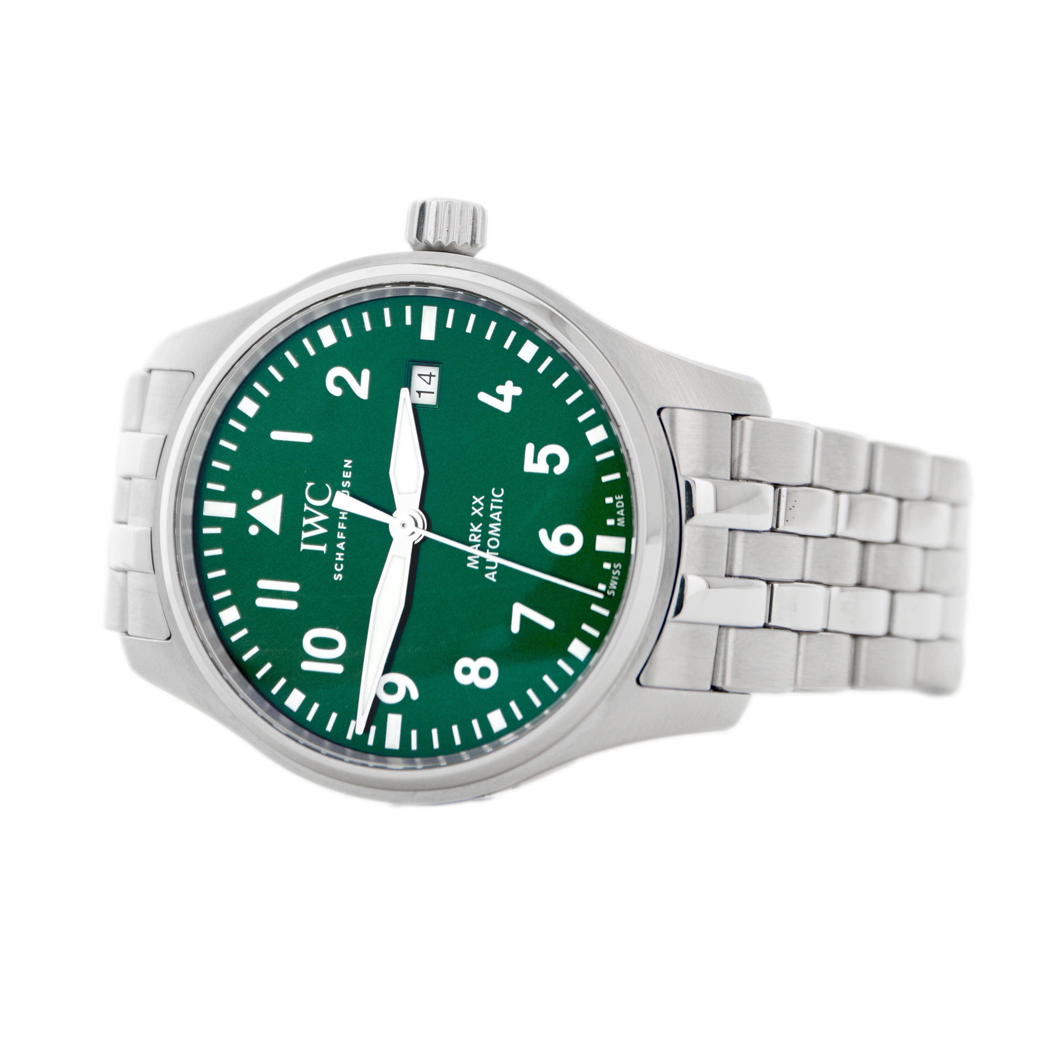 IWC Pilot's Watch Mark XX Stainless Steel Green Dial 40mm IW328205 Full Set