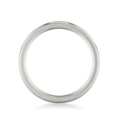 14K White Gold Polished Center Round Edge Wedding Band 7mm