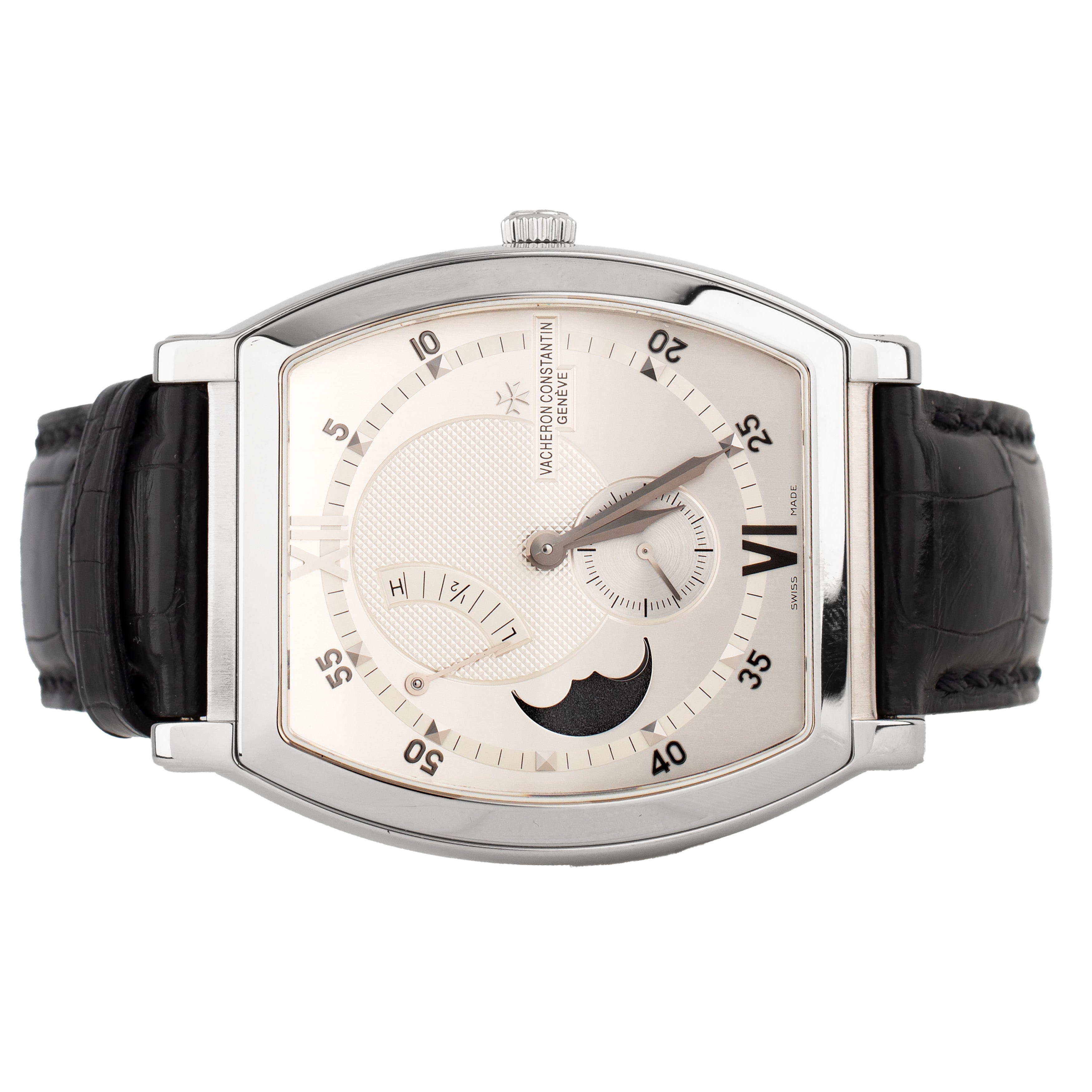 Vacheron Constantin Malte Moon Phase Silver Dial White Gold 42x39mm 83080/000G-9408