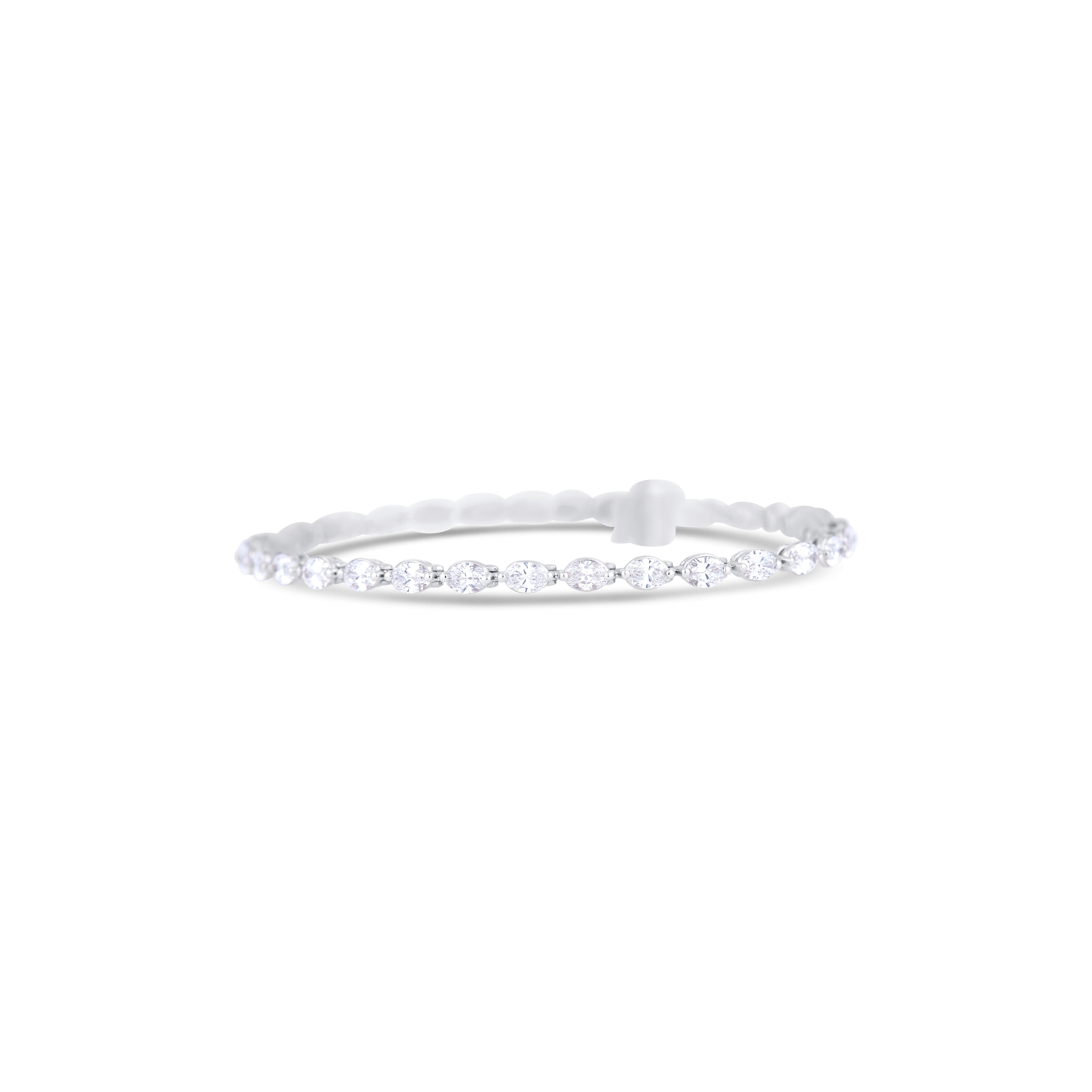14K White Gold Oval Diamond Bracelet