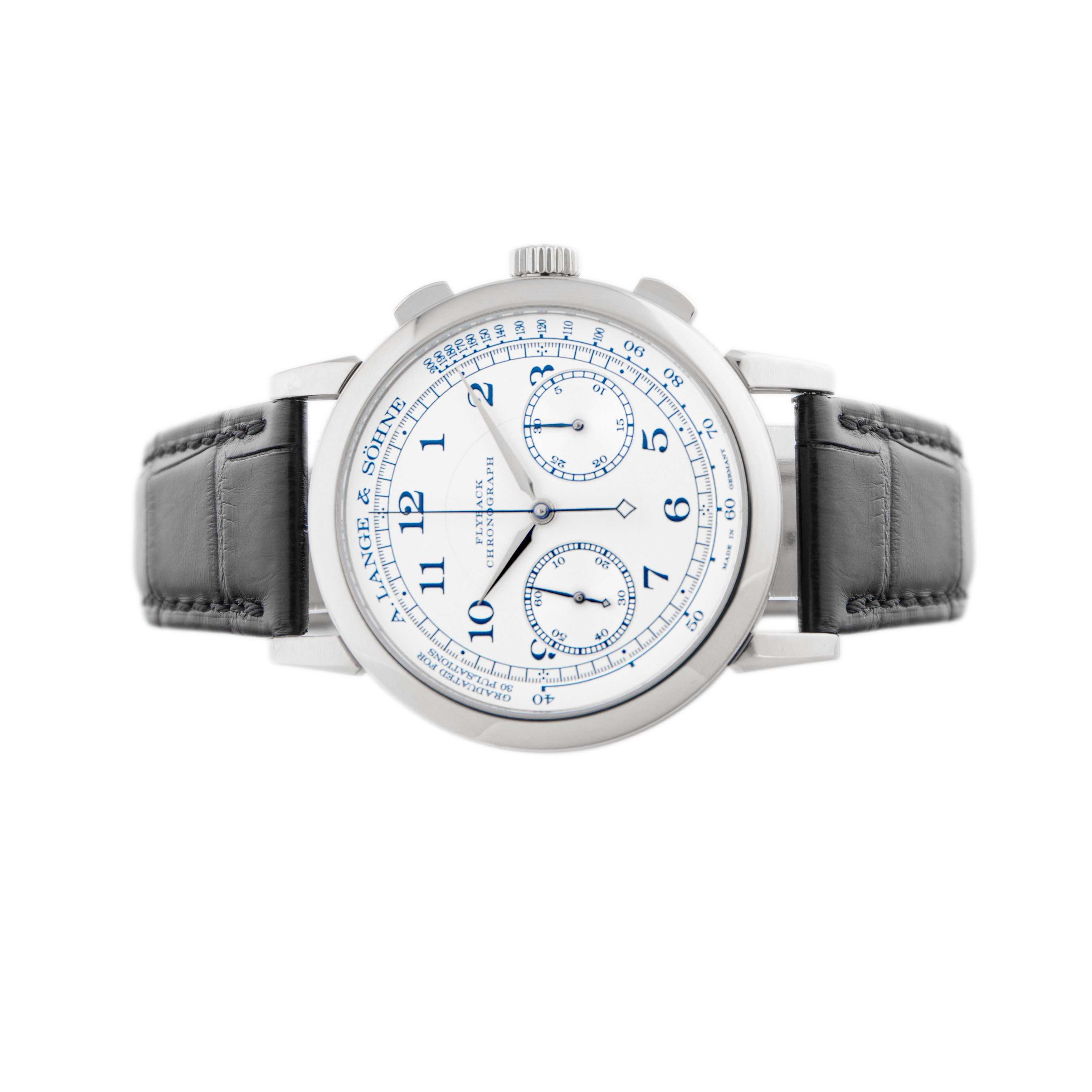 A. Lange & Sohne 1815 Flyback Chronograph White Gold Silver Dial 39.5mm 414.026 Full Set