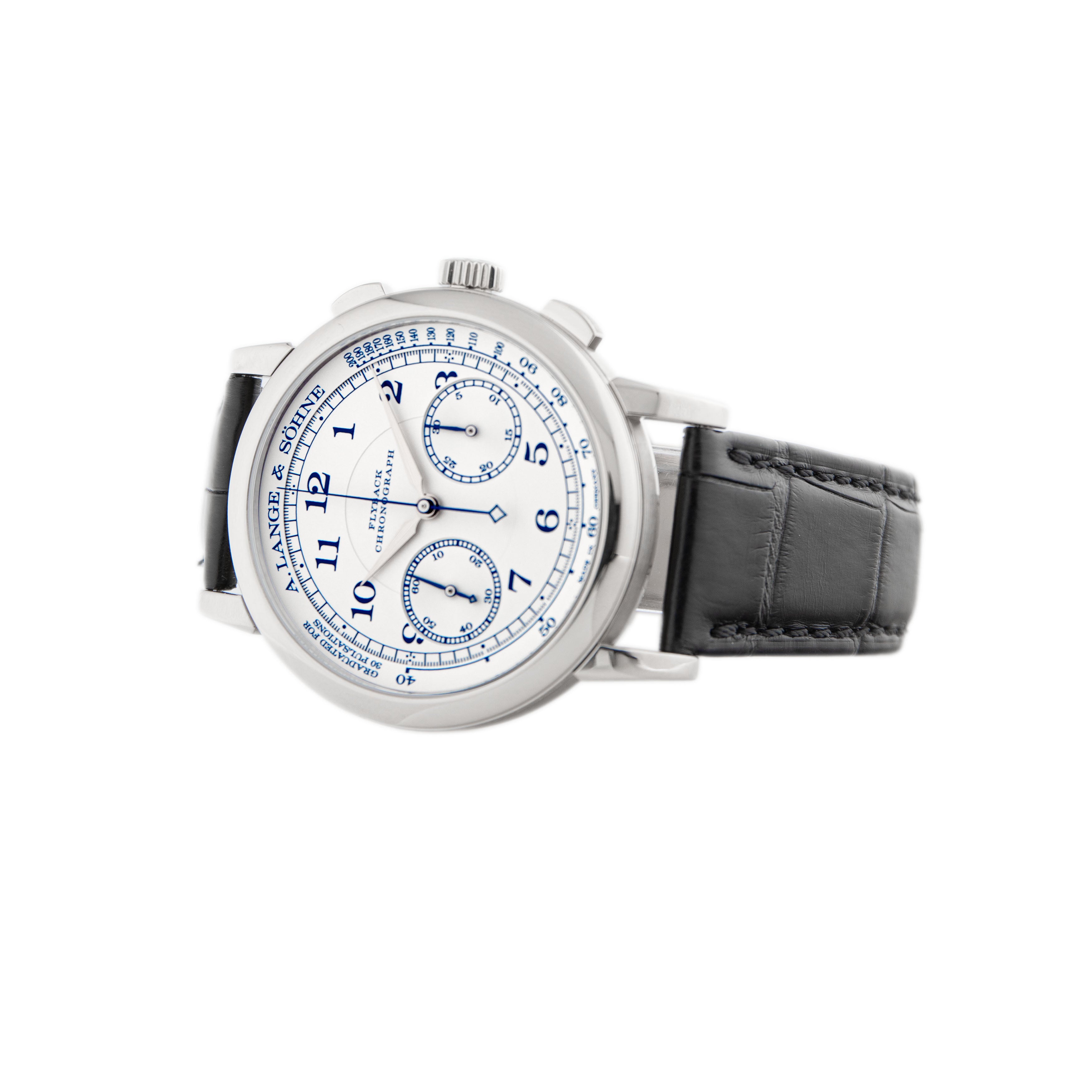 A. Lange & Sohne 1815 Flyback Chronograph White Gold Silver Dial 39.5mm 414.026 Full Set