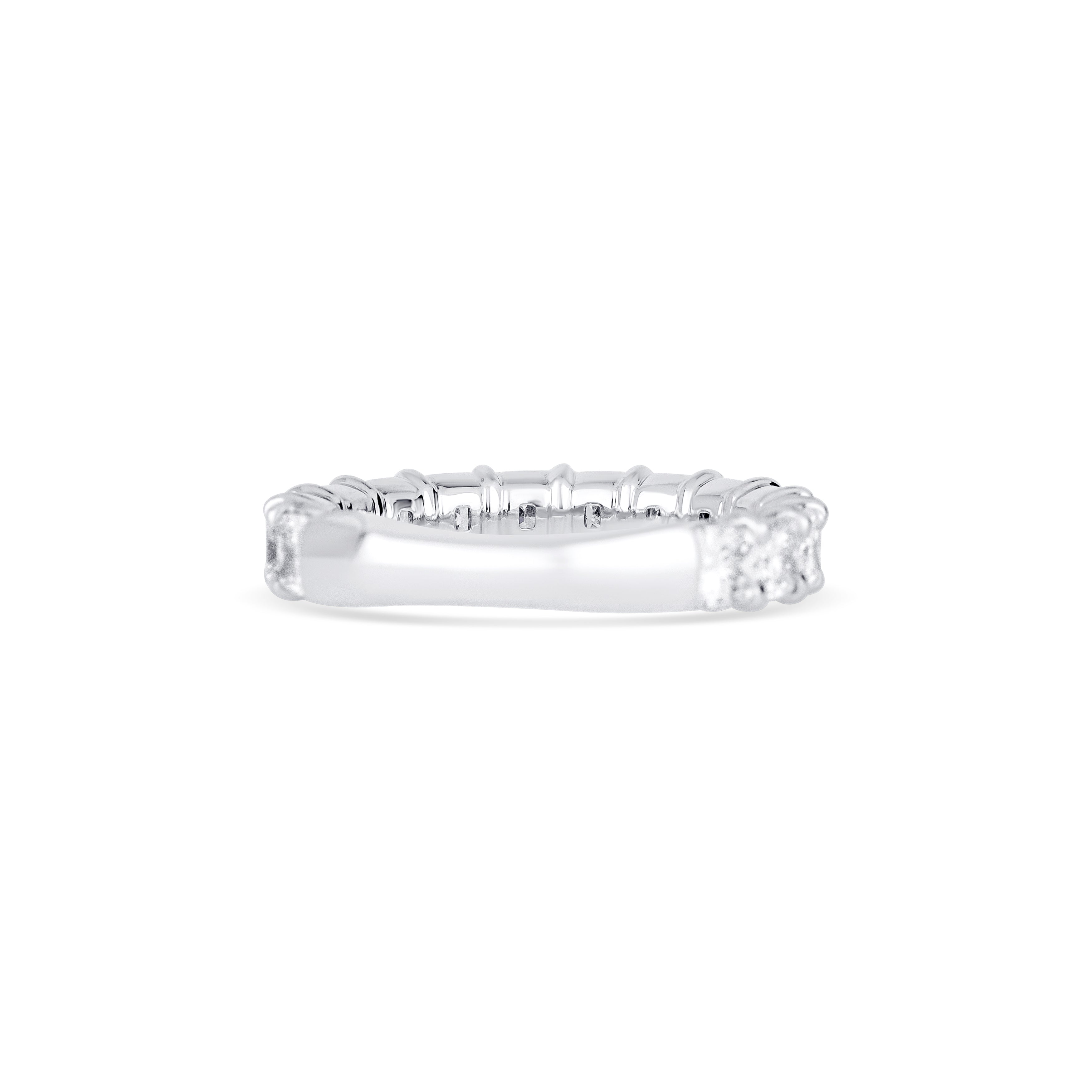 14K White Gold Cushion Cut Diamond Three Quarter Wedding Band