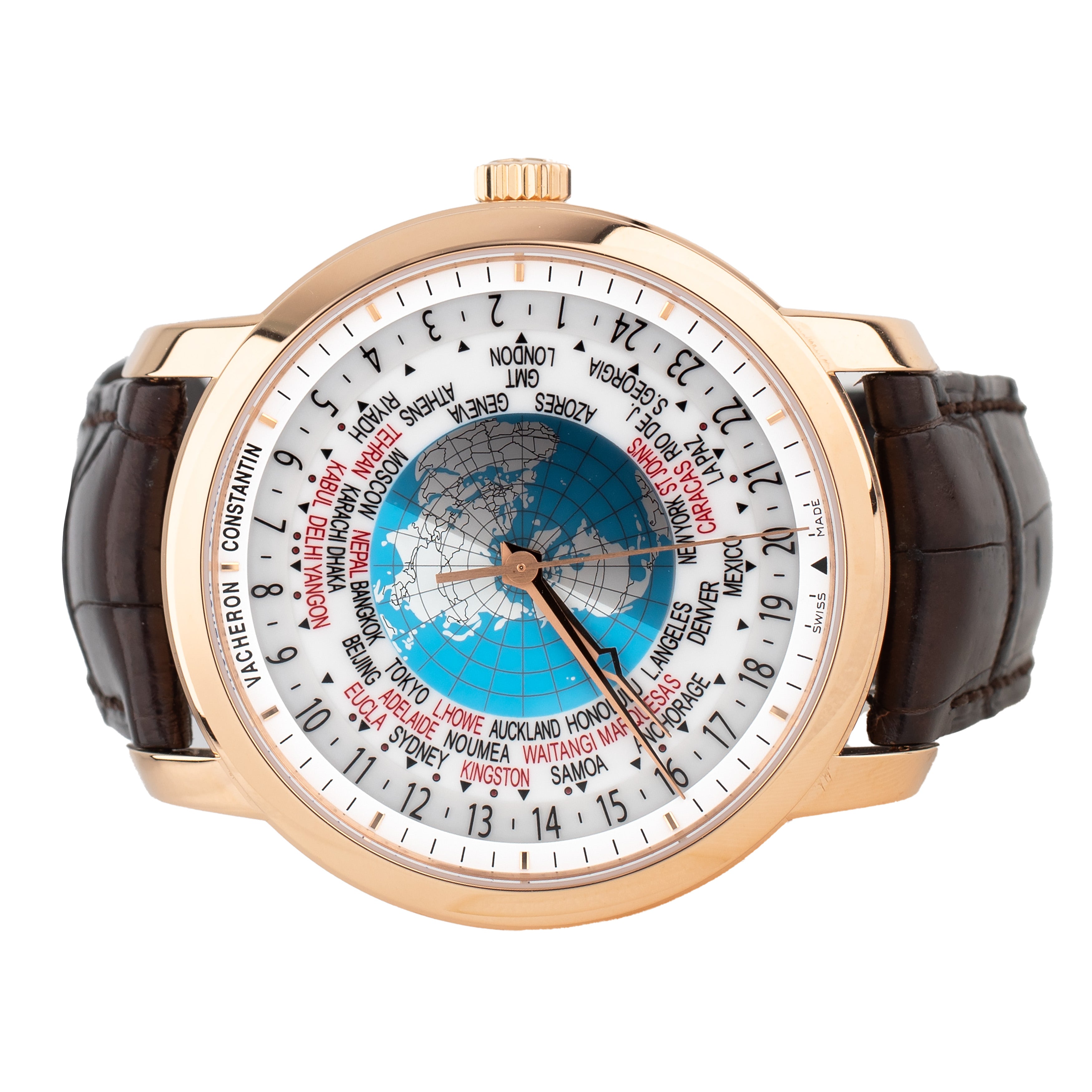 Vacheron Constantin Traditionnelle World Time White Dial Rose Gold 42.5mm 86060/000R-9640 Full Set