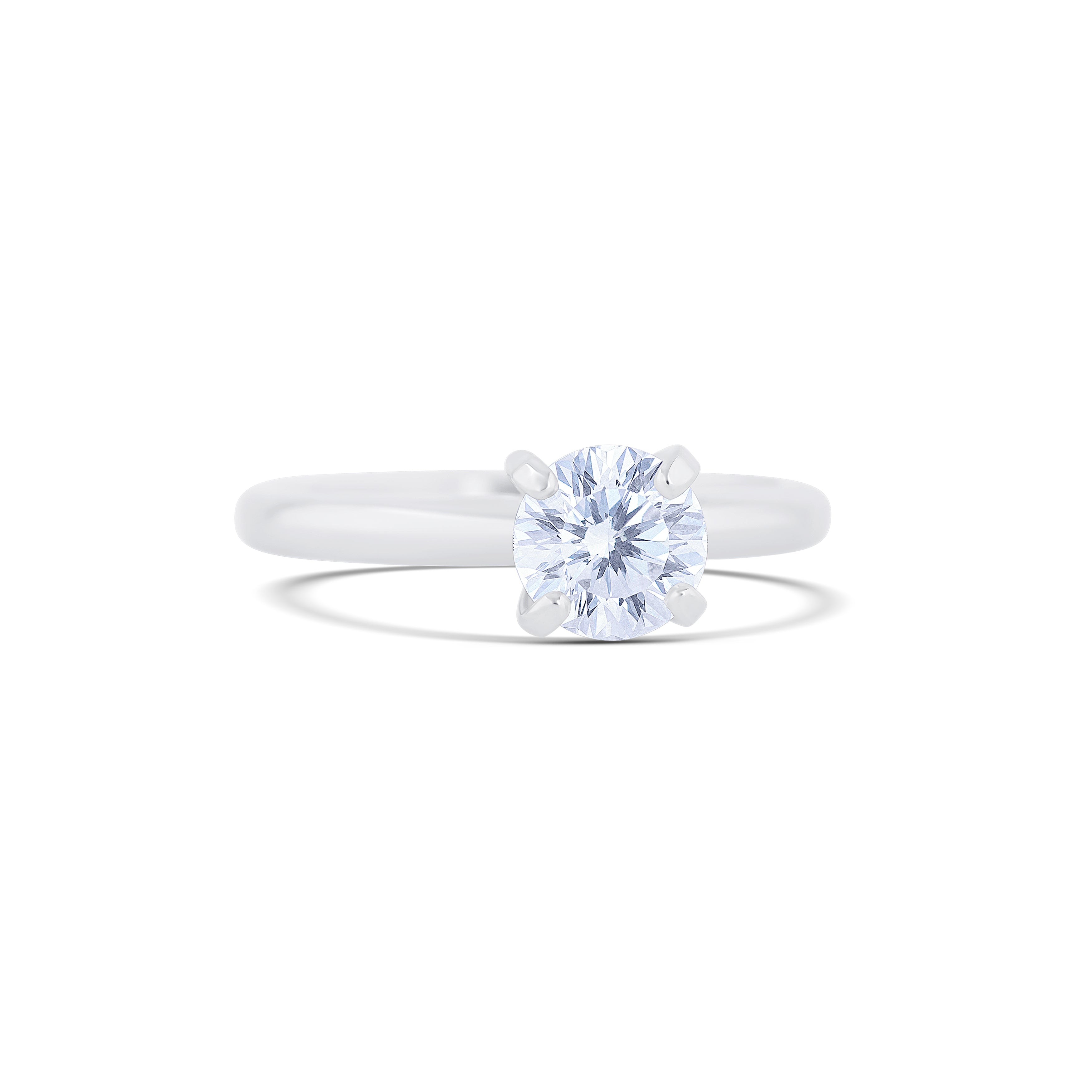 18K White Gold Round Cut Diamond Solitaire Engagement Ring