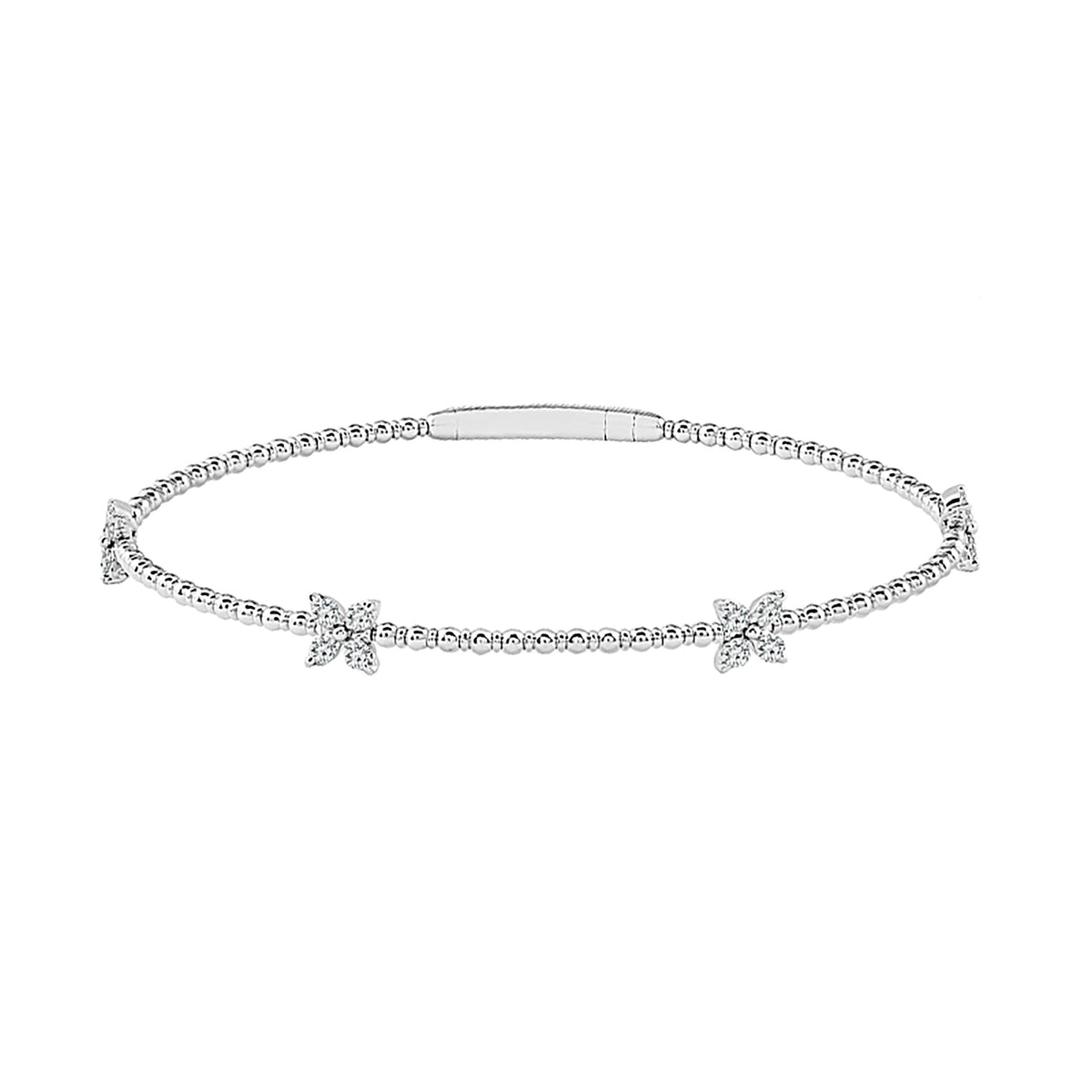 Flexie 14K White Gold 0.33CT Flower Station Diamond Bracelet