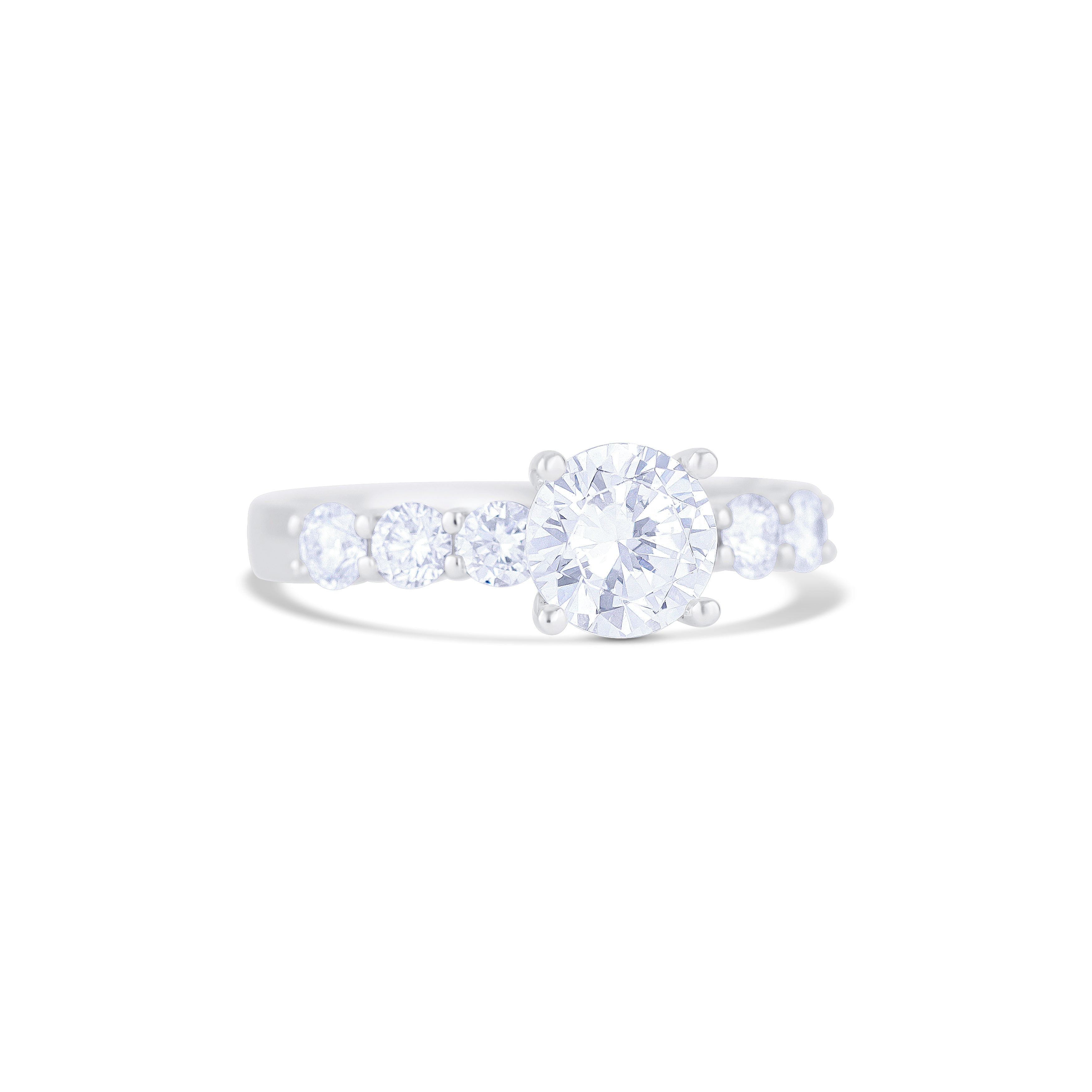 Platinum Round Diamond Shank Engagement Ring Setting