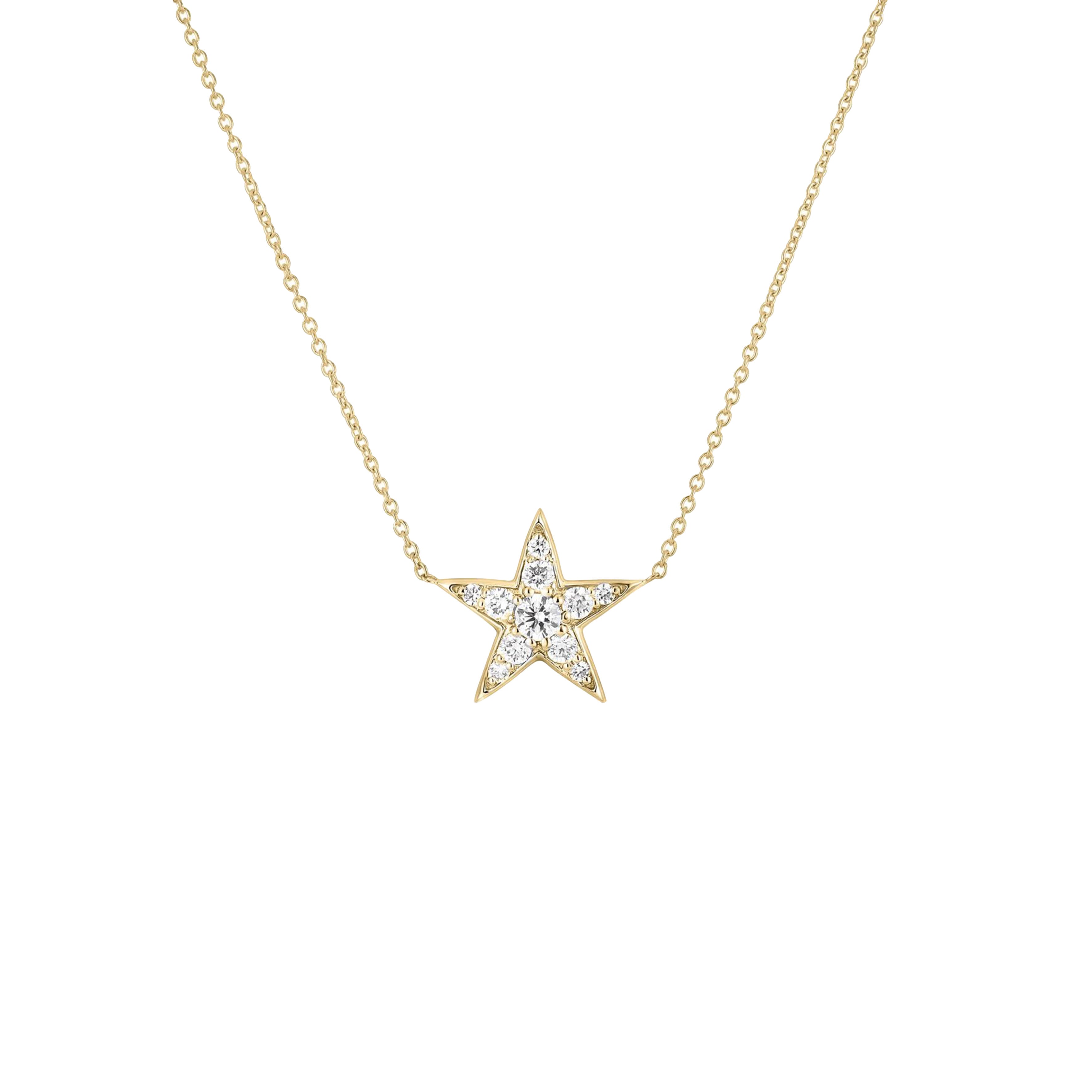 Roberto Coin Tiny Treasures 18K Yellow Gold 0.26CT Diamond Five Point Star Necklace