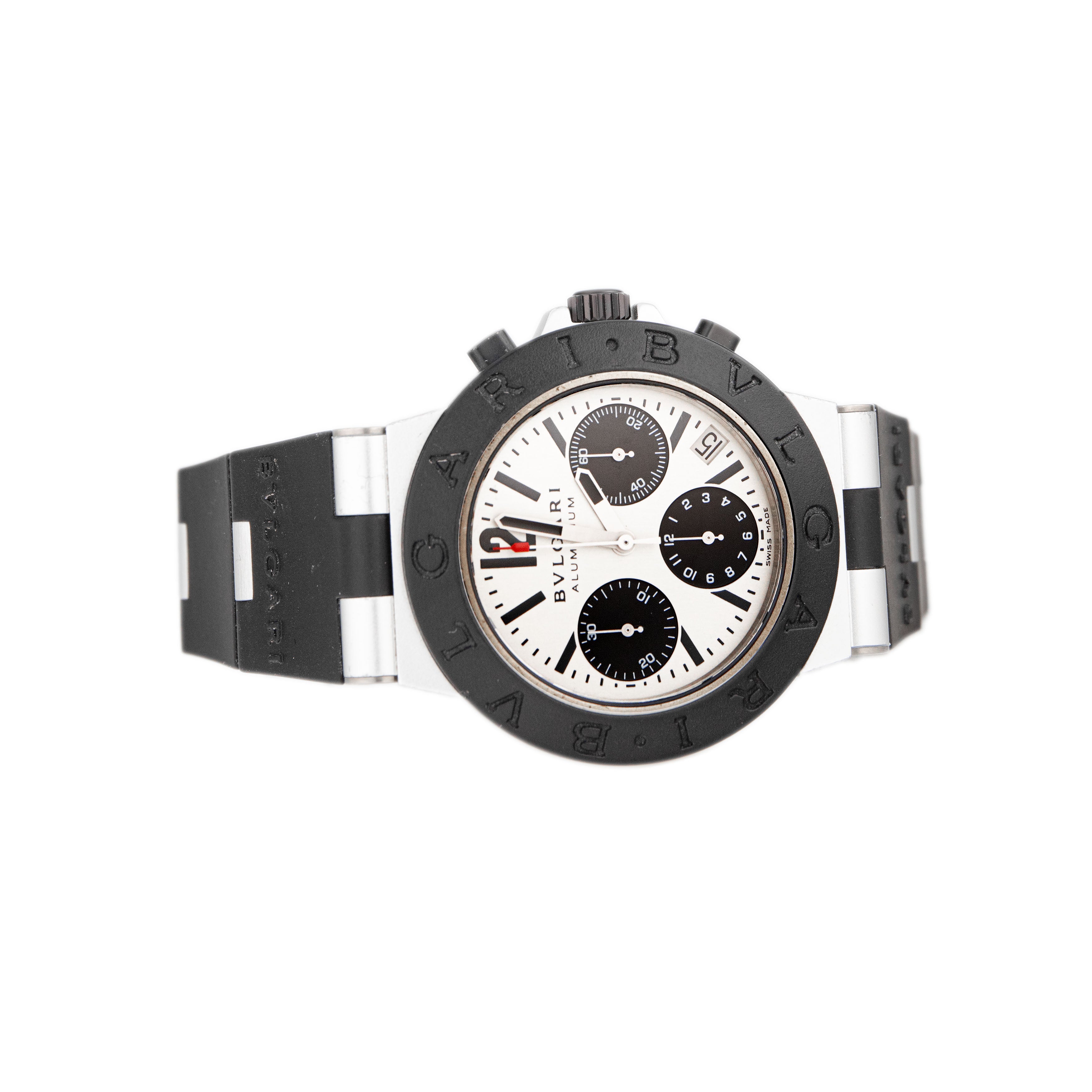 Bulgari Diagono Chronograph Aluminium White Dial 38mm AC38TA Full Set