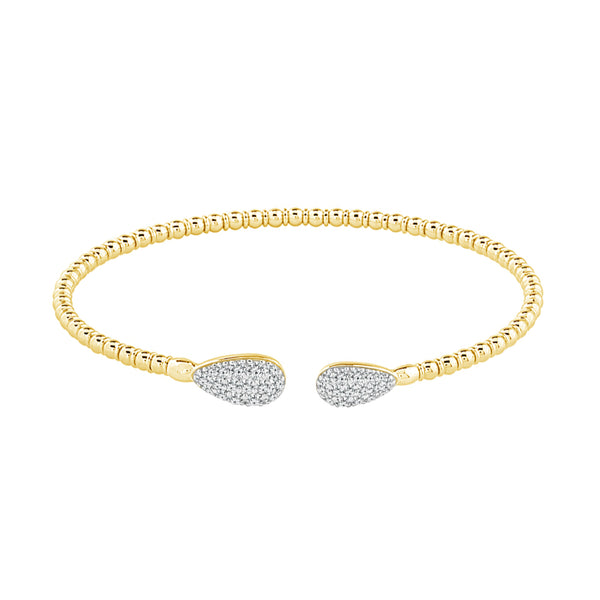 Flexie 14K Yellow Gold and Titanium Diamond Cluster Cuff Bracelet