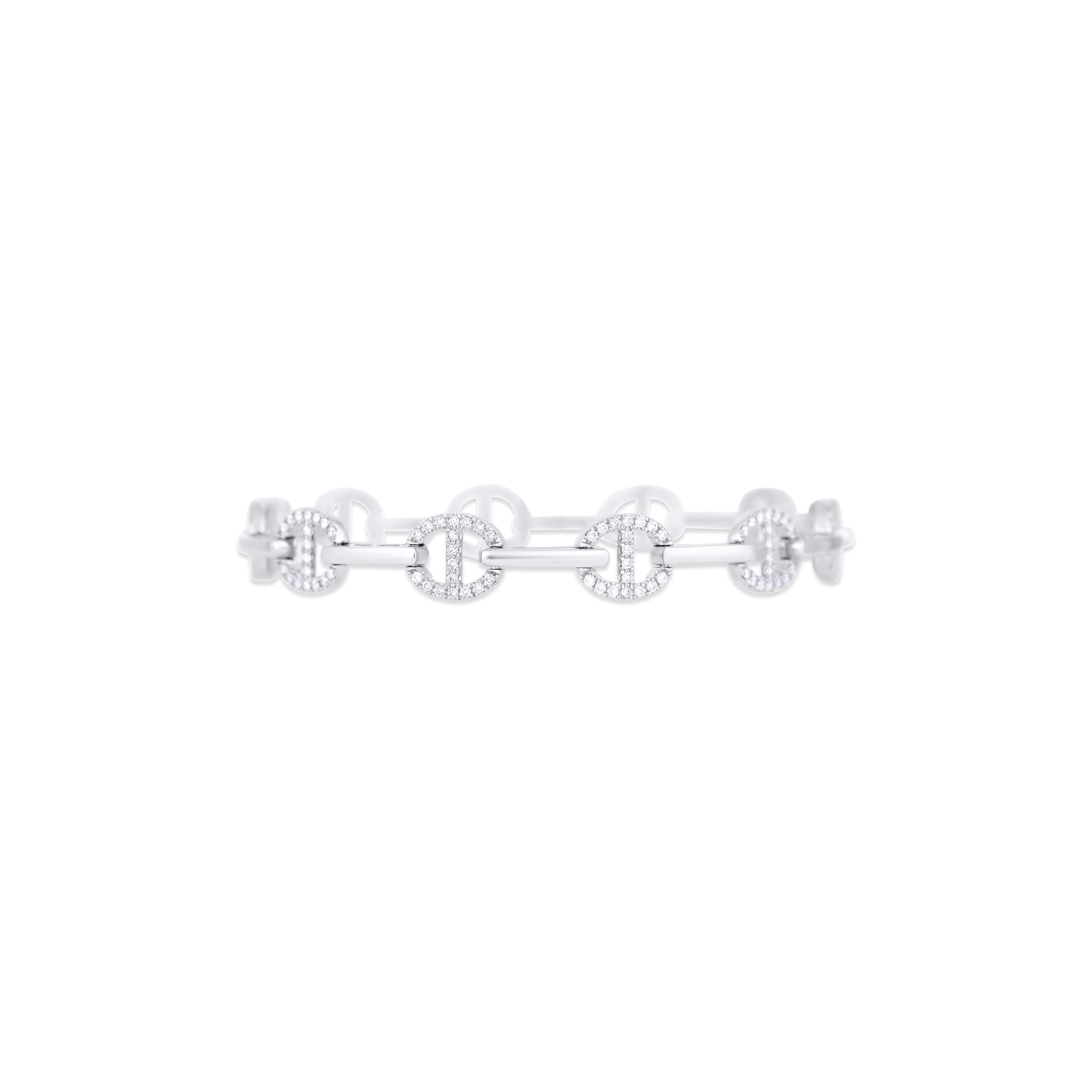 18K White Gold Diamond Link Bracelet