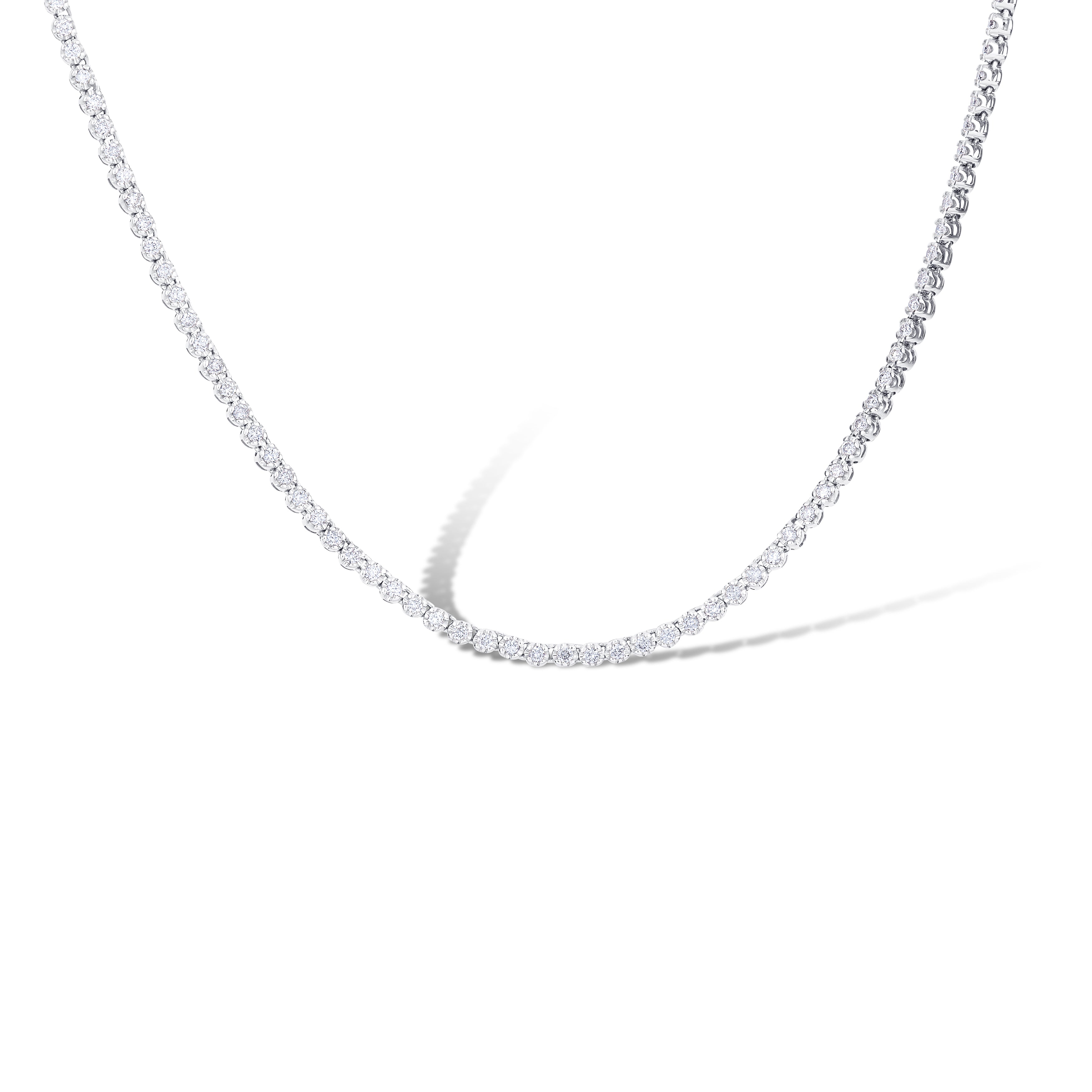14K White Gold Diamond Tennis Necklace