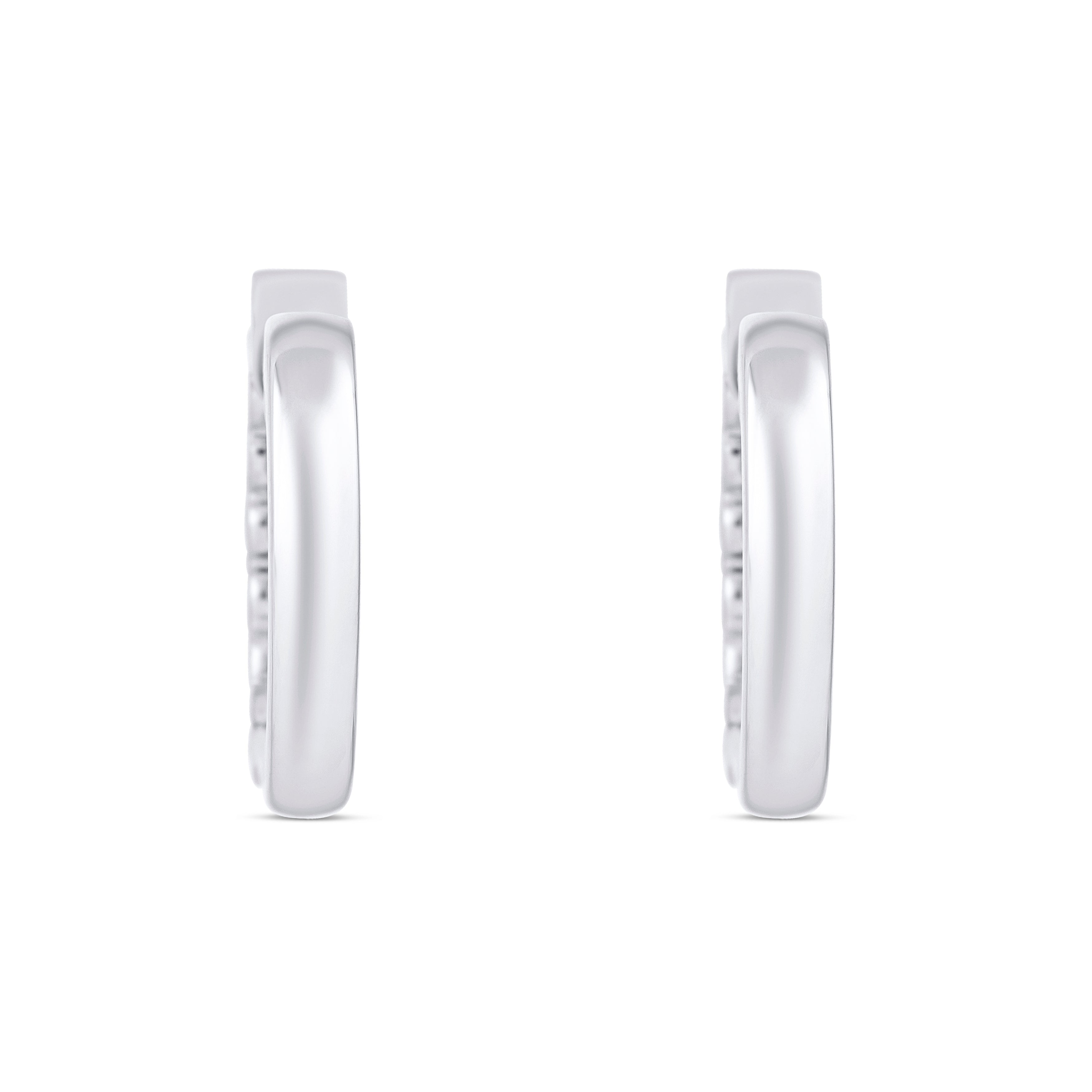 18K White Gold Emerald and Emerald Cut Diamond Hoop Earrings