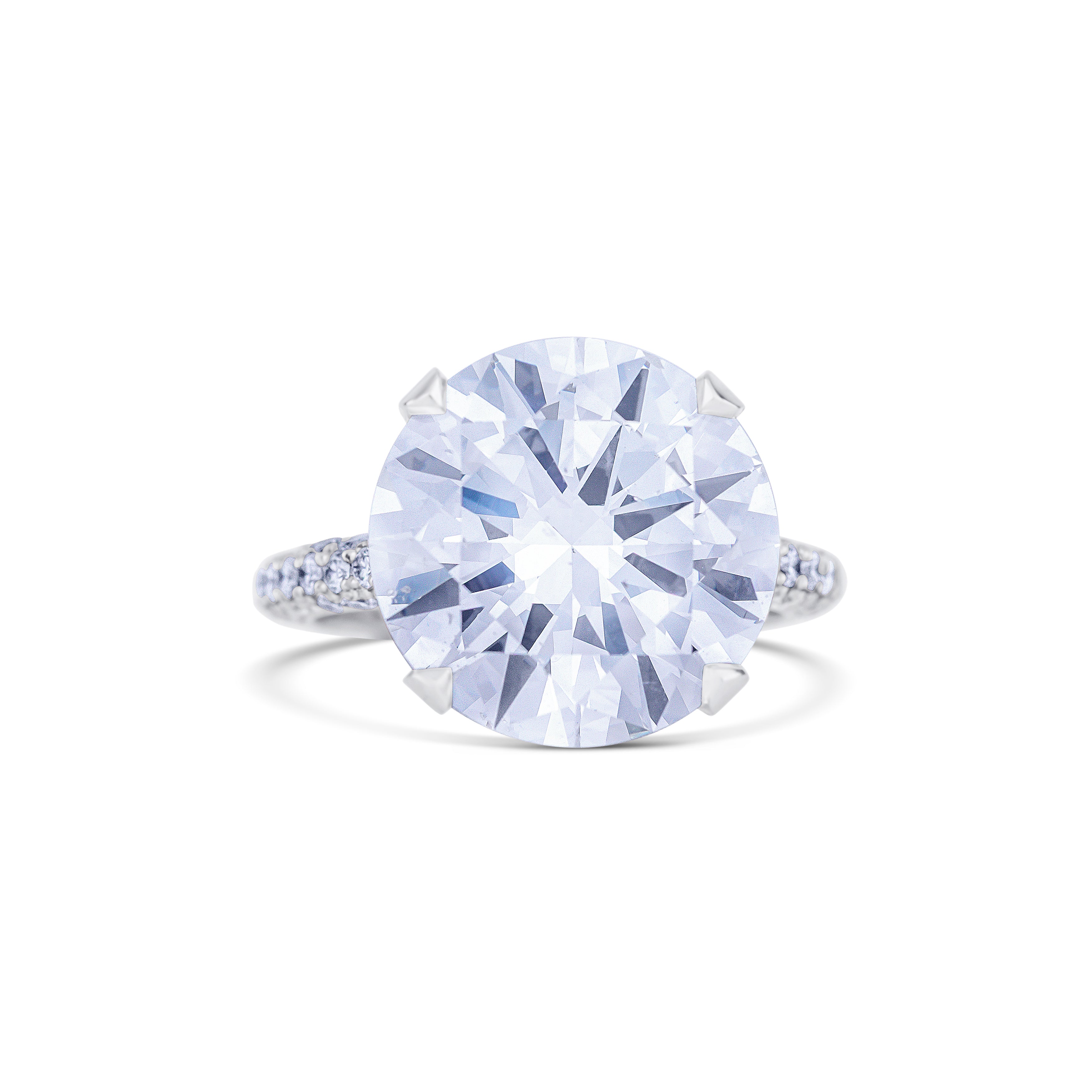 Platinum Round Cut Diamond with Diamond Accents Engagement Ring