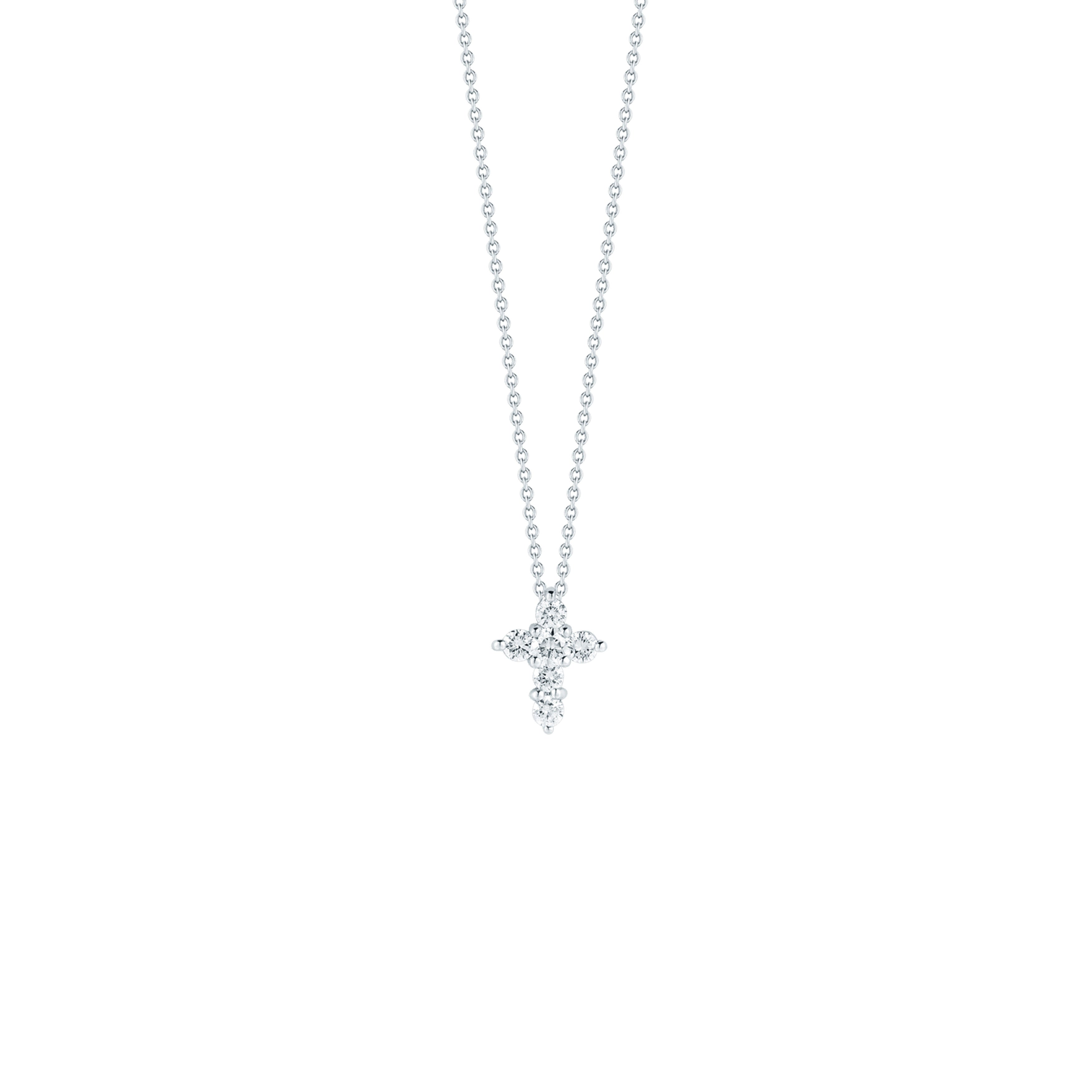Roberto Coin Tiny Treasures 18K White Gold 0.20CT Mini Diamond Cross Necklace
