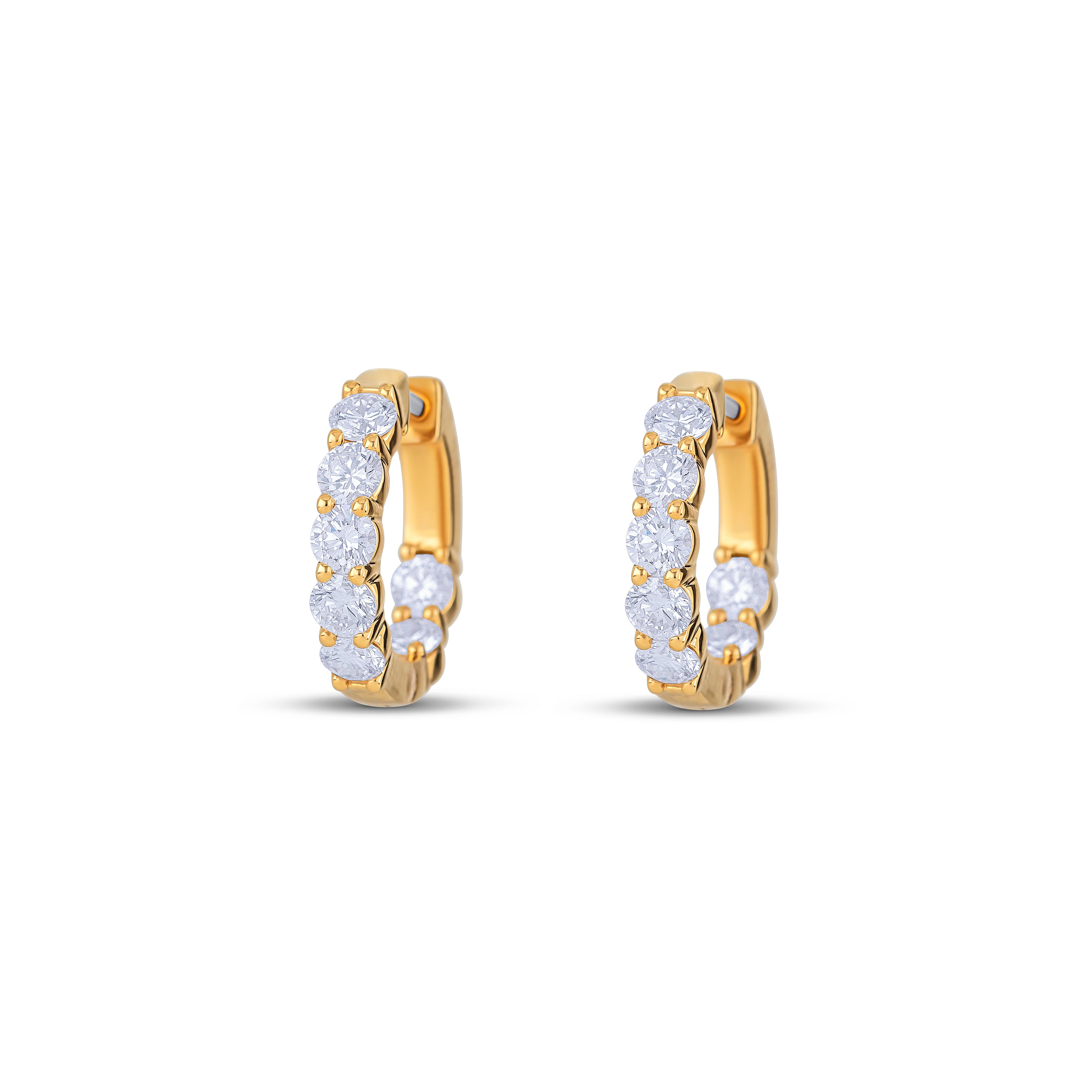 18K Yellow Gold Round Cut Lab Diamond Huggie Earrings