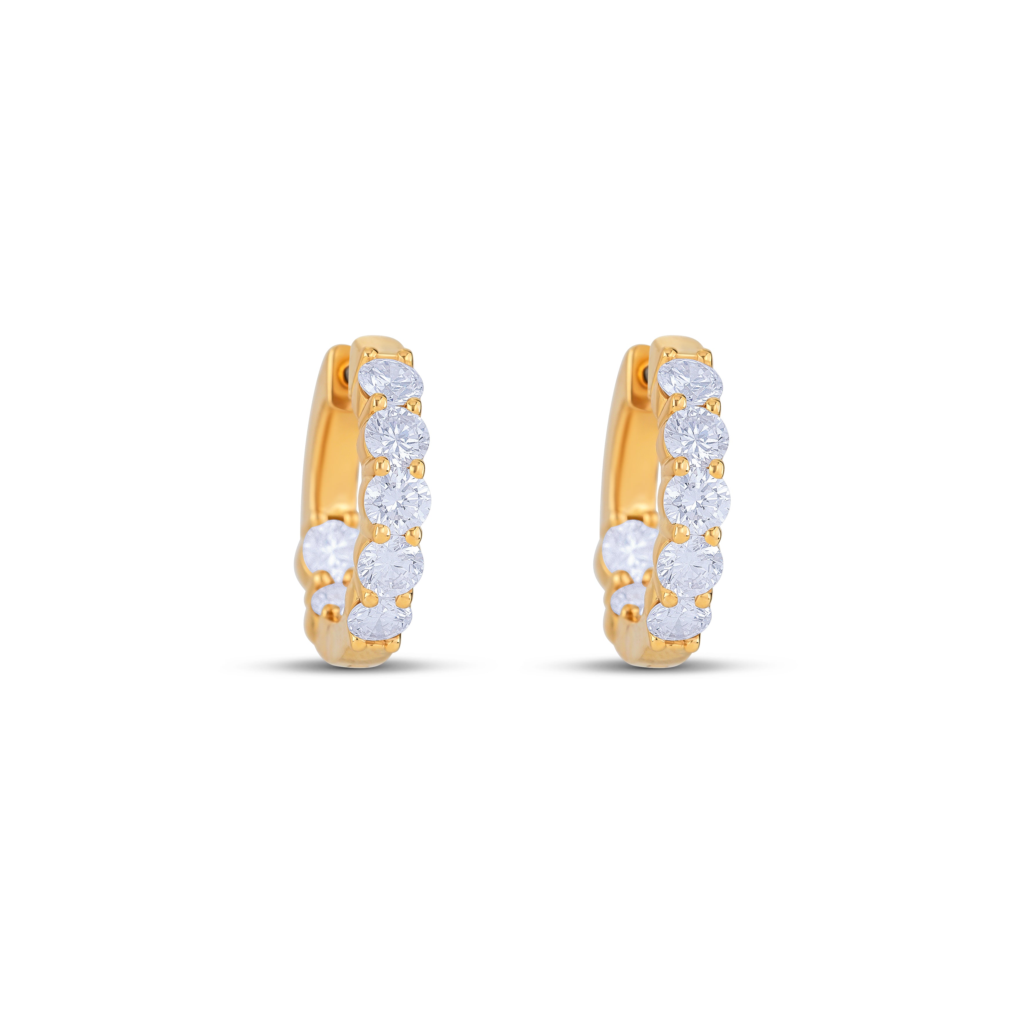 18K Yellow Gold Round Cut Lab Diamond Huggie Earrings